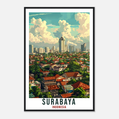 Surabaya Travel Print Wall Art Wall Hanging Home Décor Surabaya Gift Landmark Artwork Travel Art Lovers Indonesia Surabaya Travel Poster