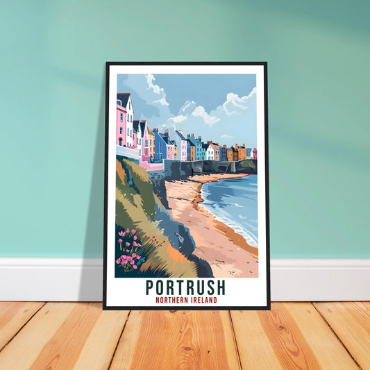 Portrush Travel Print Ireland Wall Art Wall Hanging Décor Portrush Gift Art Lovers Gift Irish Artwork Gift Northern Ireland Travel Poster