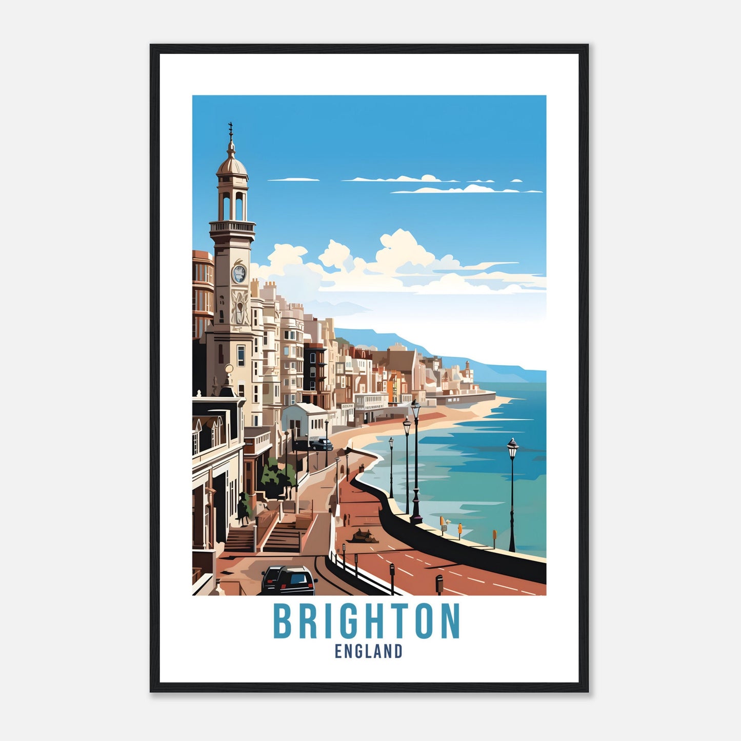 Brighton Travel Print Brighton Seaside Home Decor Coastal Landscape England Nature Wall Hanging Brighton Artwork Gift Brighton Travel Poster