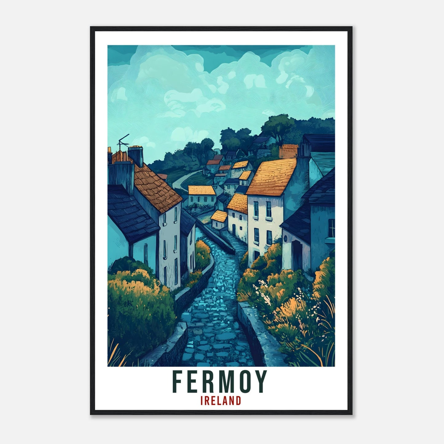 Fermoy Travel Print Ireland Home Decor Fermoy Wall Art Gift Wall Hanging Art Lover Cork Irish Artwork Travel Poster Ireland Travel Art