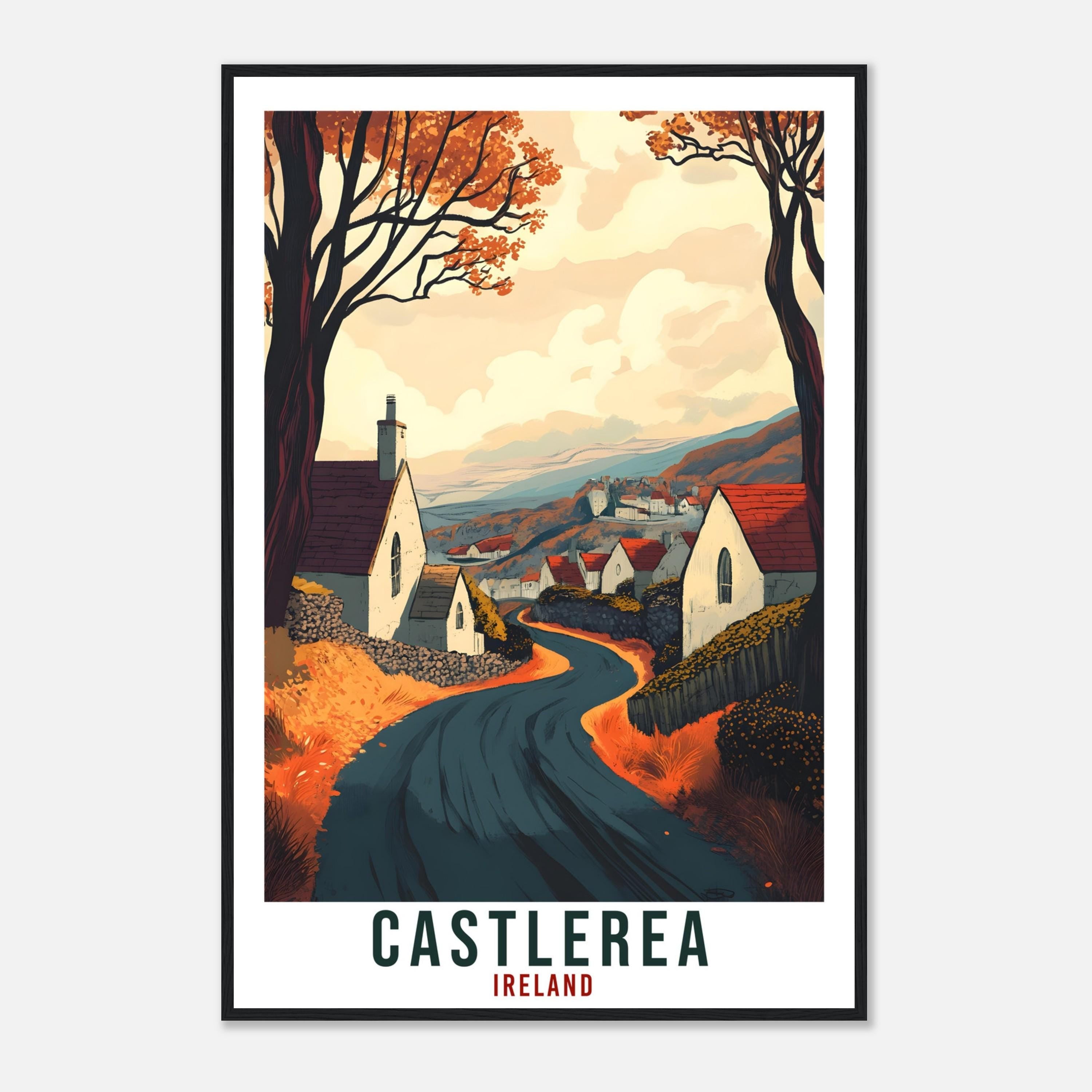 Castlerea Travel Print Ireland Home Decor Castlerea Wall Art Gift Wall Hanging Gift Castlerea Irish Artwork Travel Poster Ireland Travel Art