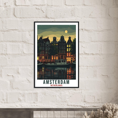 Amsterdam Travel Poster Wall Art Amsterdam Netherlands Wall Hanging Artwork Art Gifts Amsterdam Travel Print Netherlands Art Lovers Gift