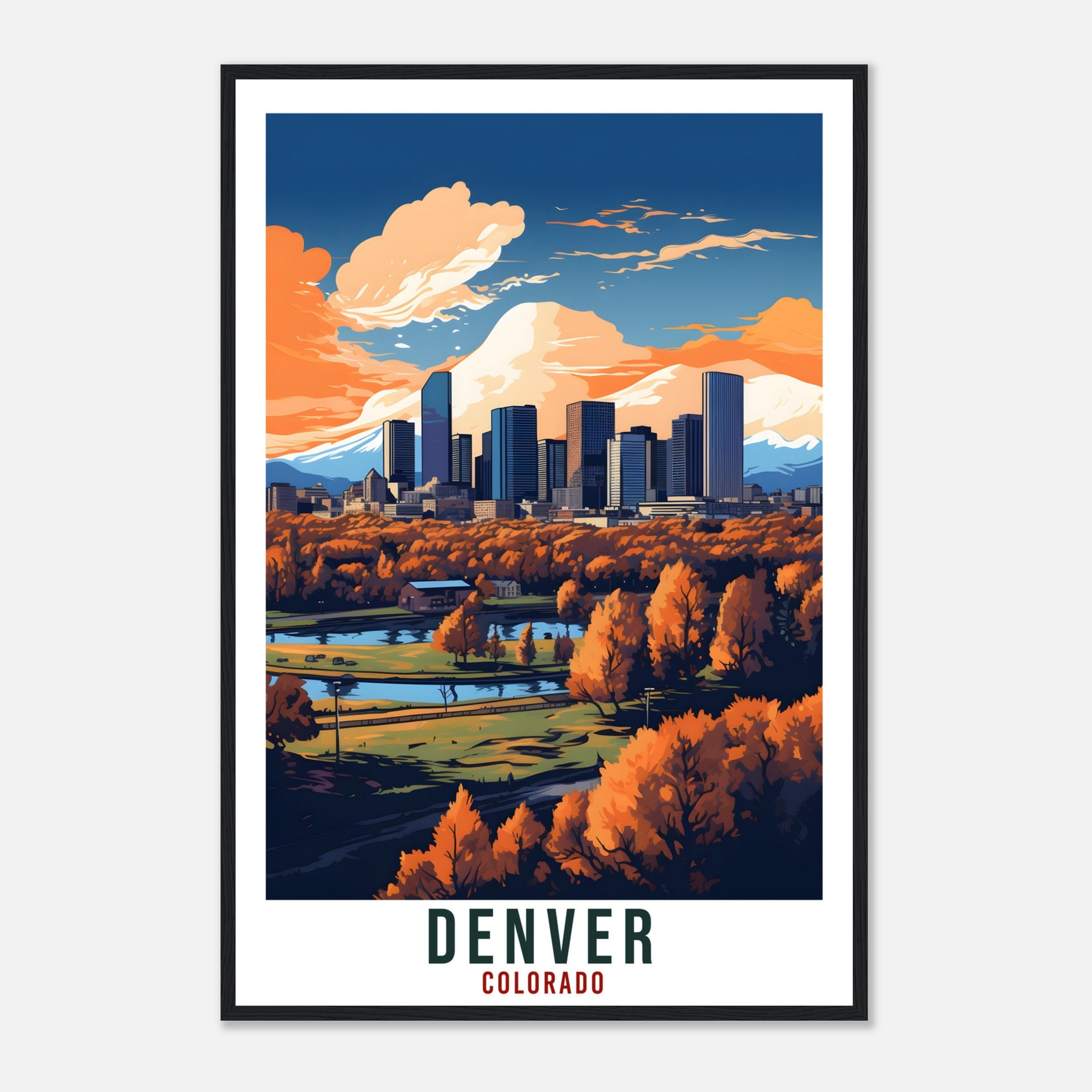 Denver Travel Print Colorado Home Decoration USA City Wall Art Gift Wall Hanging Art Lover Colorado Artwork Denver Travel Poster Home Office