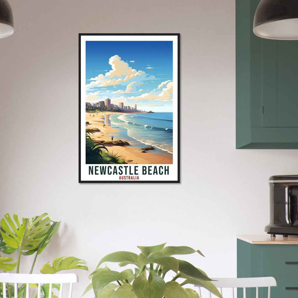 Newcastle Beach Travel Poster Wall Art Newcastle Australia Artwork Wall Hanging Newcastle Beach Travel Print Australian Art Lovers Gift