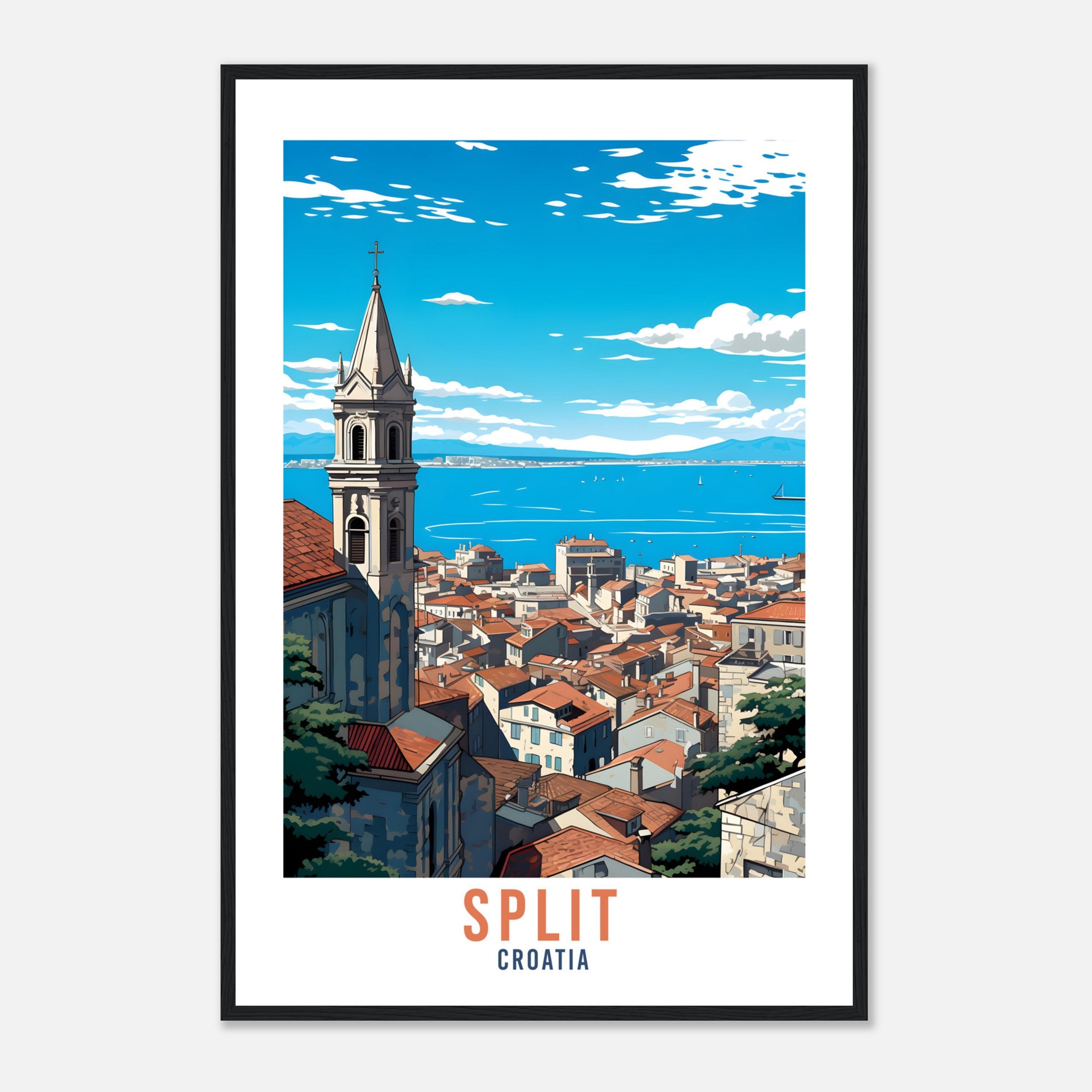 Split Travel Print Gift Split Croatia Travel Poster Split Wall Art Cityscape Split Illustration Home Decor Art Lovers Croatian Wall Hanging