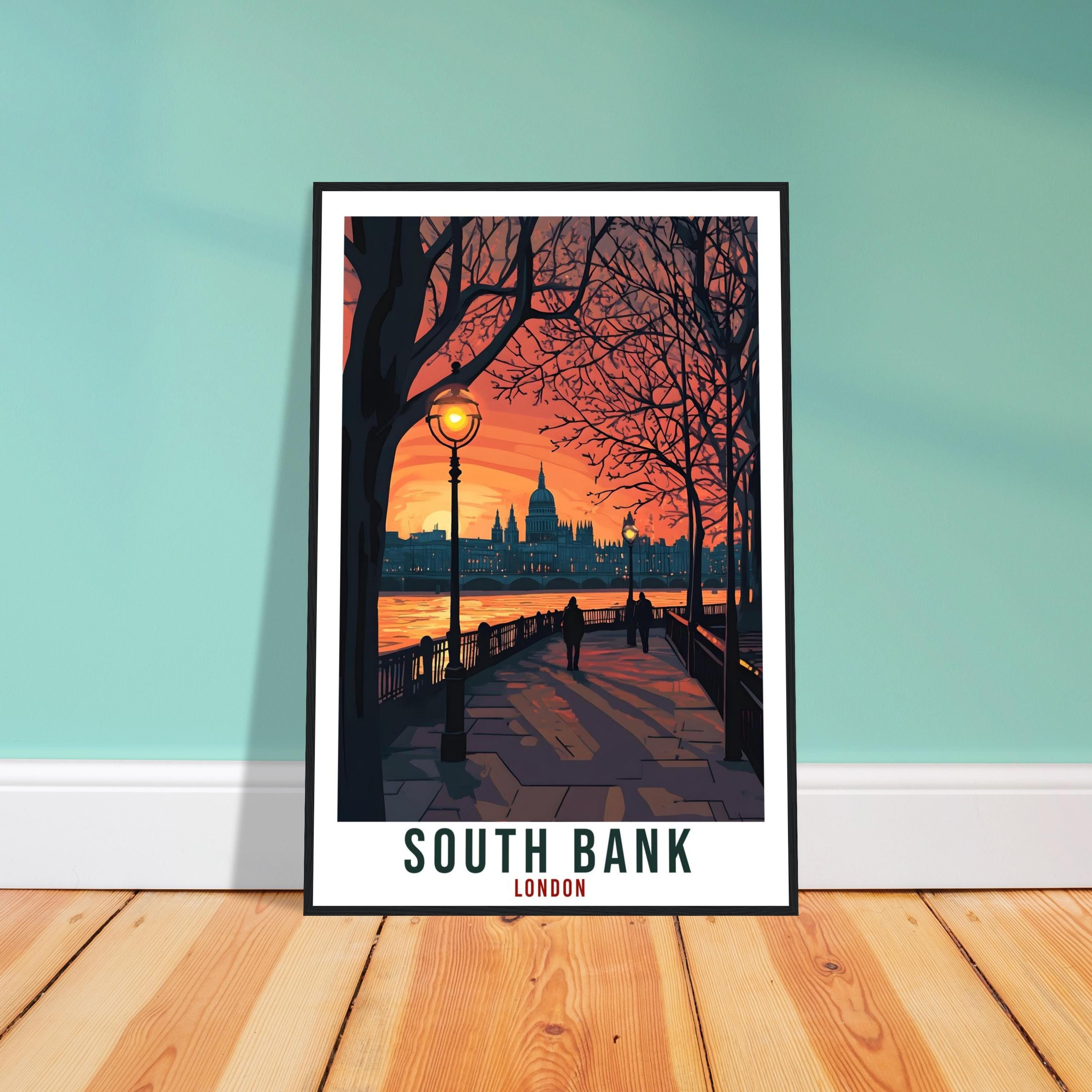 South Bank London Travel Print England London Wall Art Gift Wall Hanging Art Lover South Bank England Artwork Travel Poster UK Travel Art