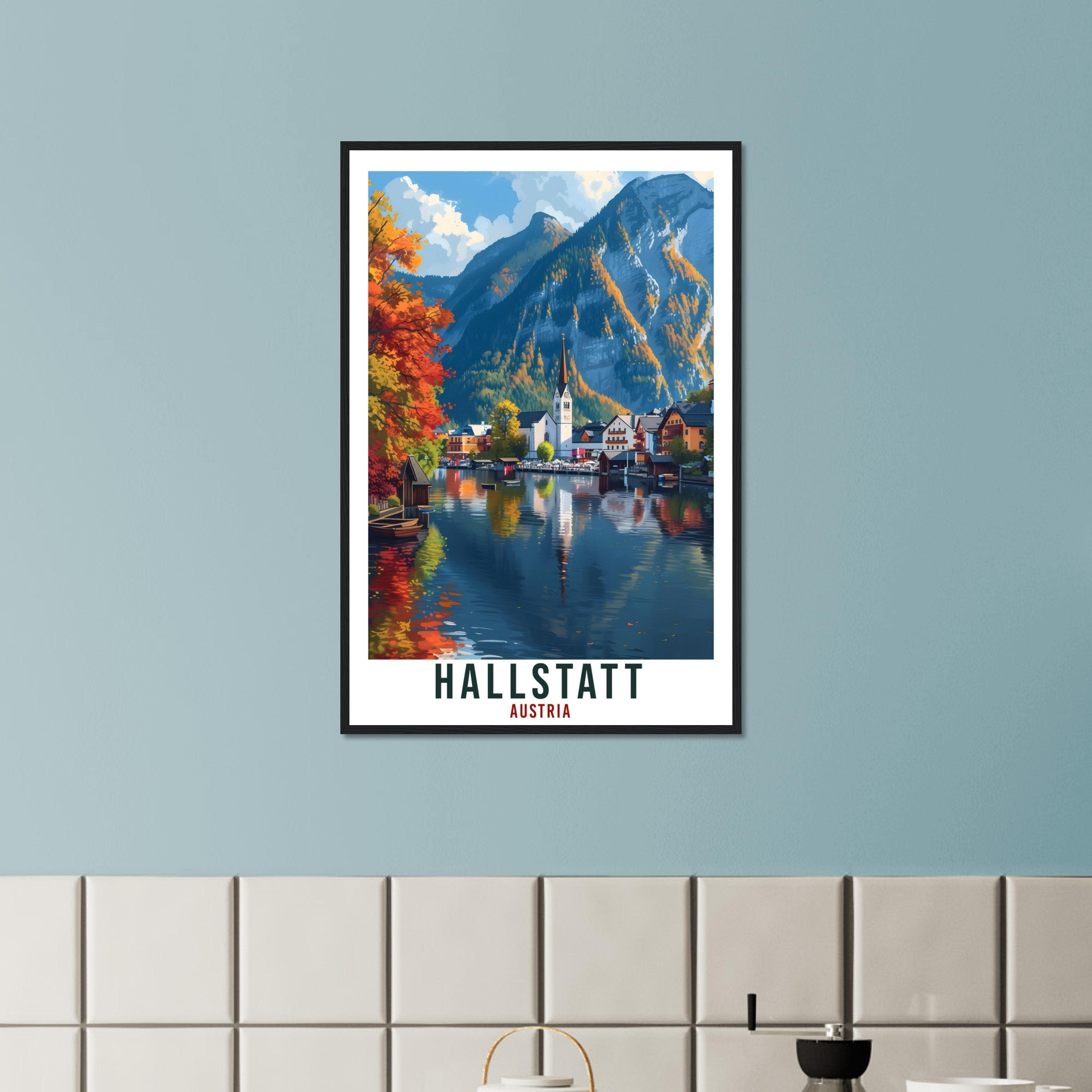 Hallstatt Travel Print Austria Decor Hallstatt Austrian City Wall Art Gift Wall Hanging Art Lover Austria Artwork Hallstatt Travel Poster