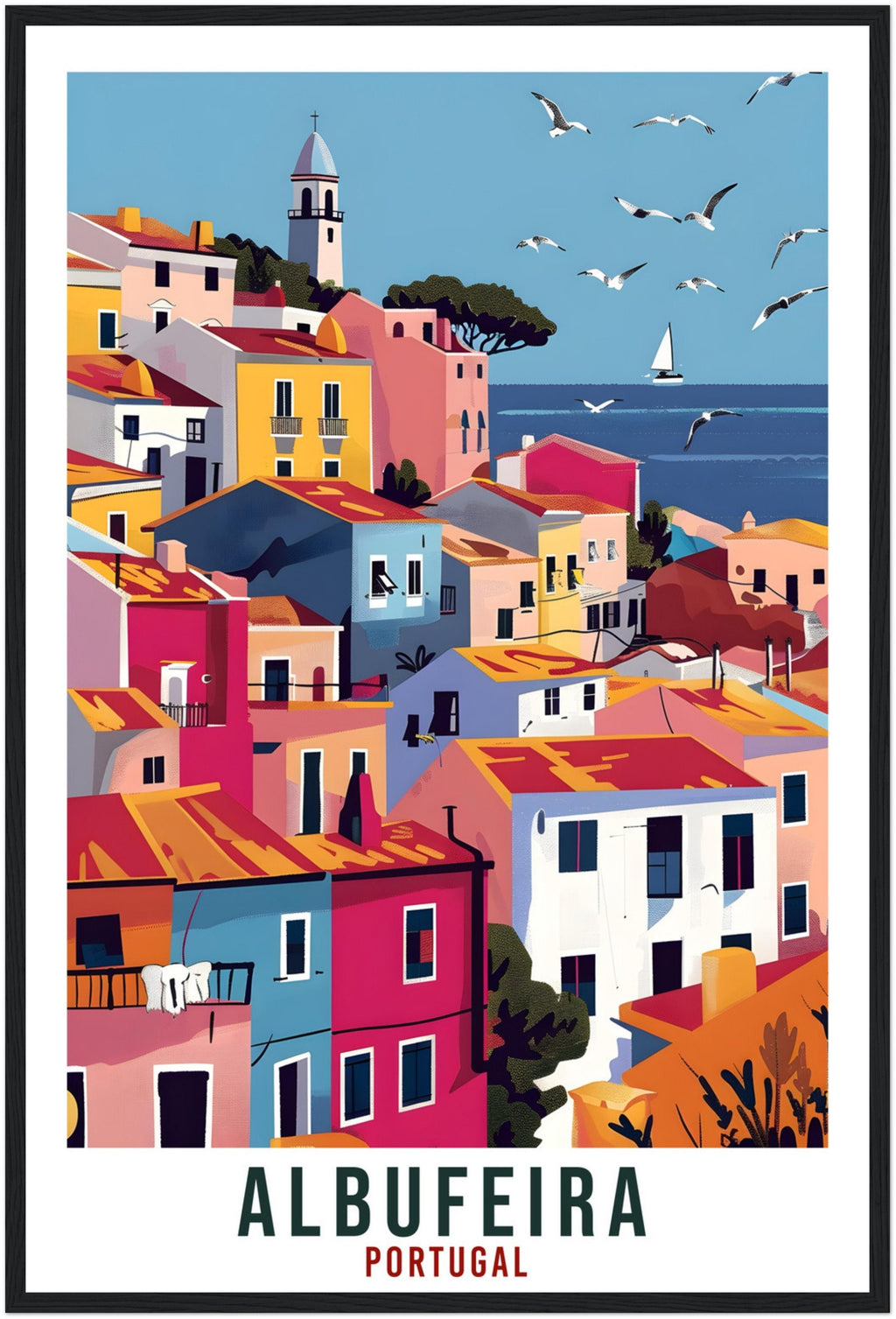Albufeira Travel Print Portugal Wall Art Wall Hanging Home Décor Albufeira Gift Portugal Landmark Artwork Portugal Albufeira Travel Poster