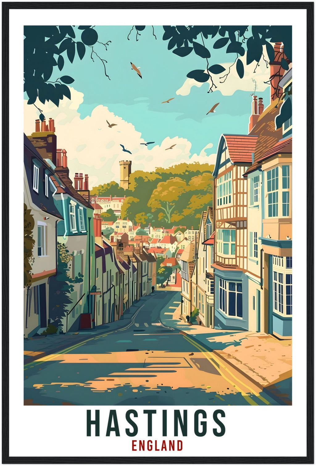 Hastings Travel Print Wall Art Wall Hanging Home Living Décor Hastings Gift Art Lovers Gift UK Artwork Gift Print England Travel Poster