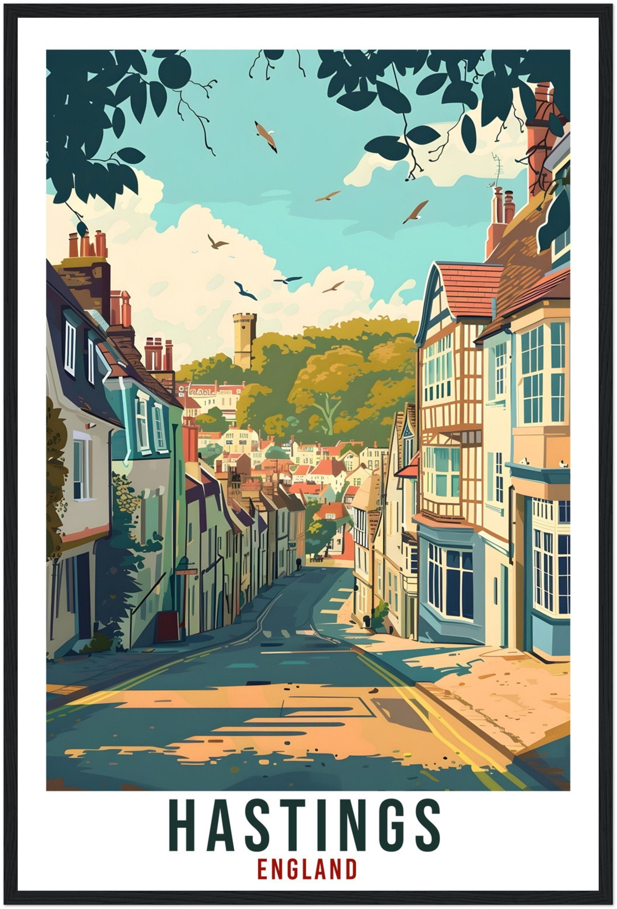 Hastings Travel Print Wall Art Wall Hanging Home Living Décor Hastings Gift Art Lovers Gift UK Artwork Gift Print England Travel Poster