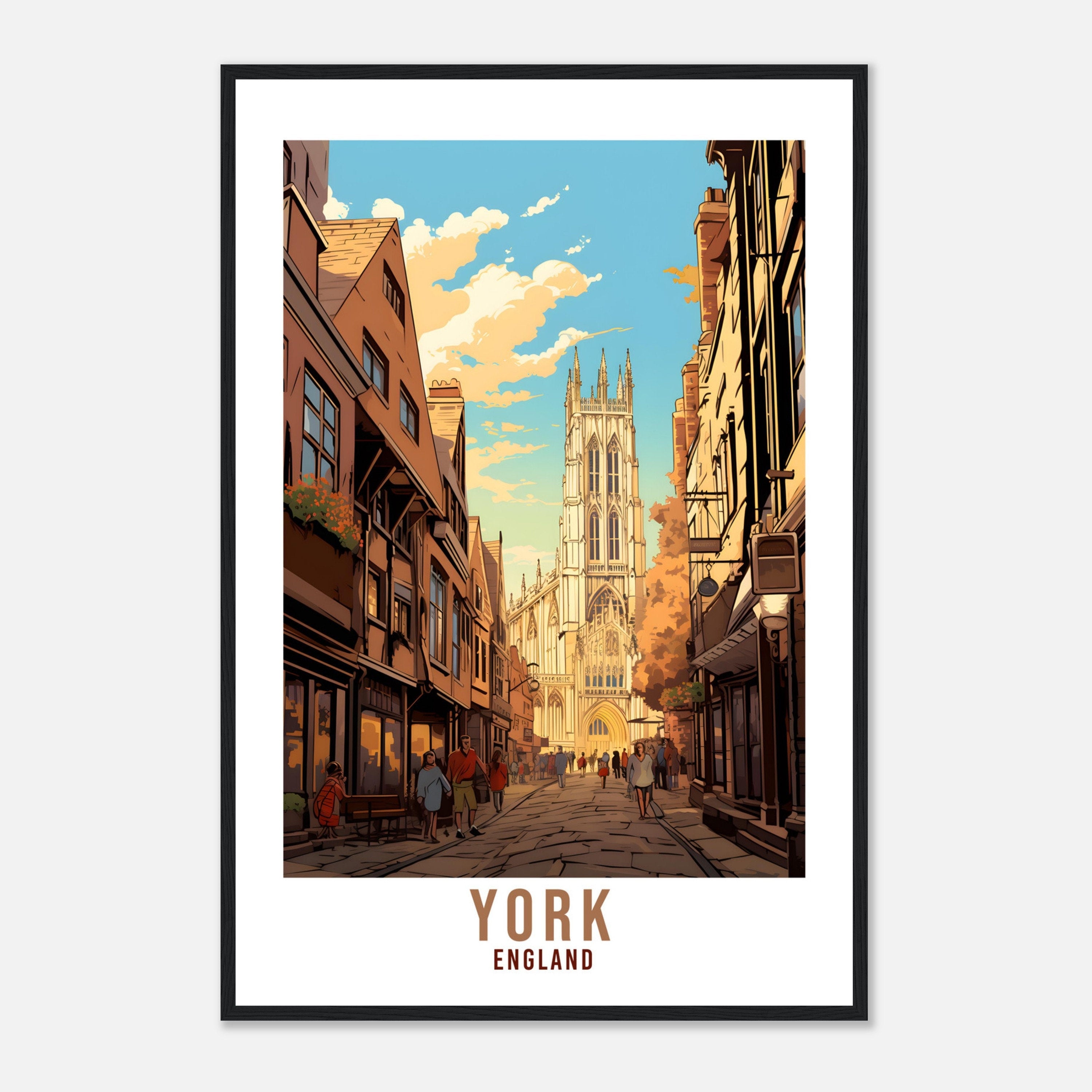 York Travel Print Yorkshire Home Decor York North East England Wall Hanging York Artwork Gift York Yorkshire Travel Poster York City Artwork