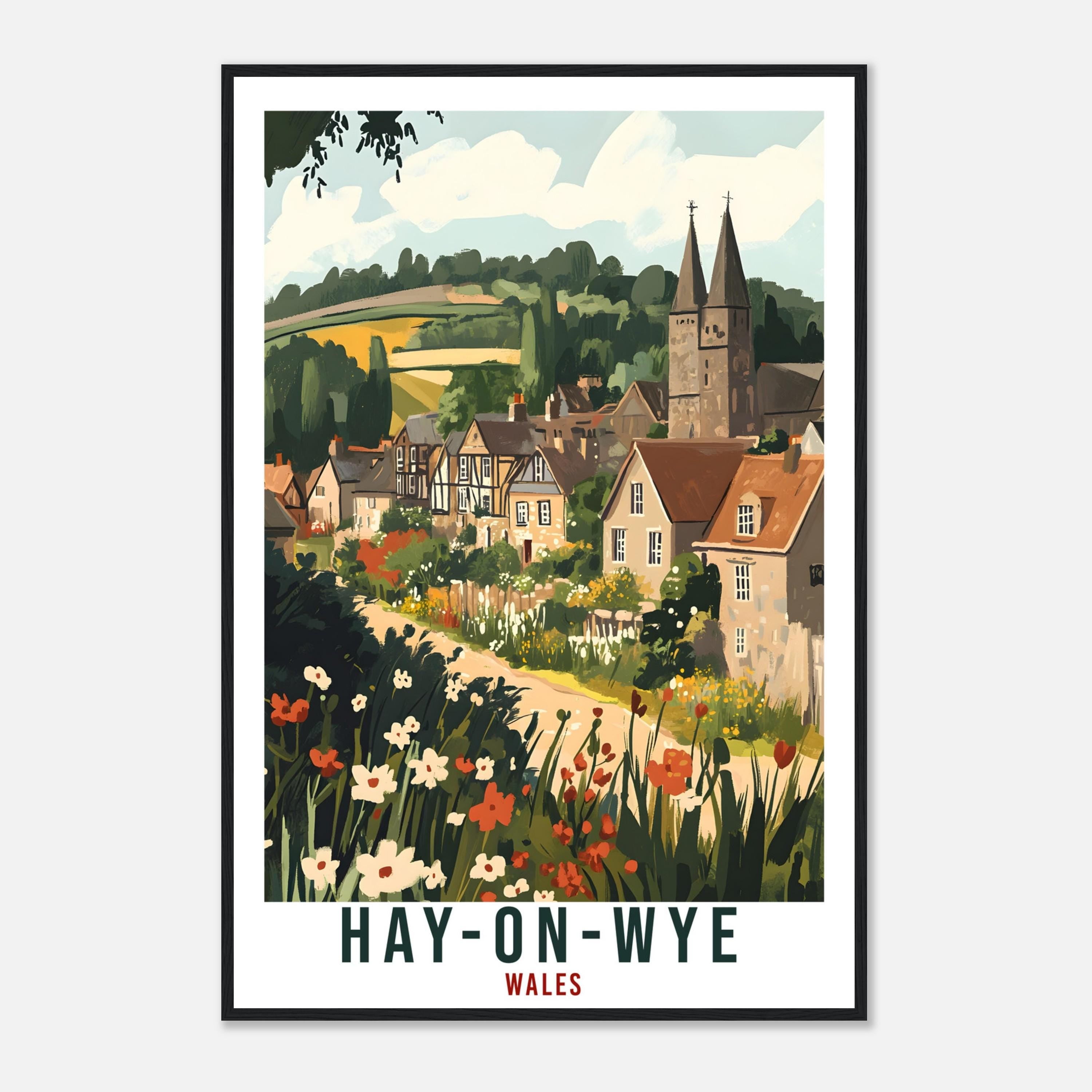 Hay-On-Wye Travel Print Wales Home Decor Hay-On-Wye Wall Art Wall Hanging Art Lover Wales Artwork Travel Poster Hay-On-Wye Travel Art Gift
