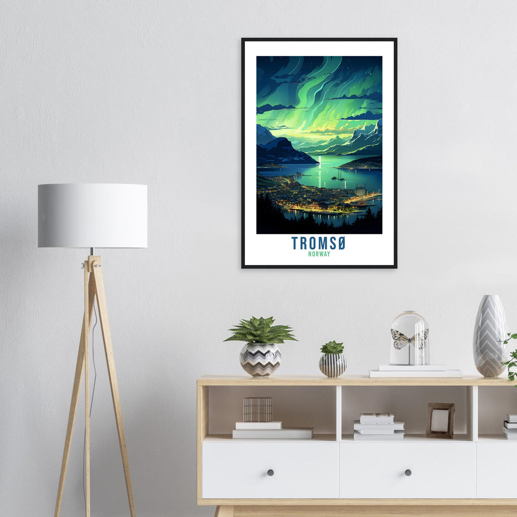 Tromsø Norway Northern Lights Travel Print Tromsø Wall Hanging Norway Aurora Borealis Arctic Tromsø Travel Poster Northern Norway Wall Art