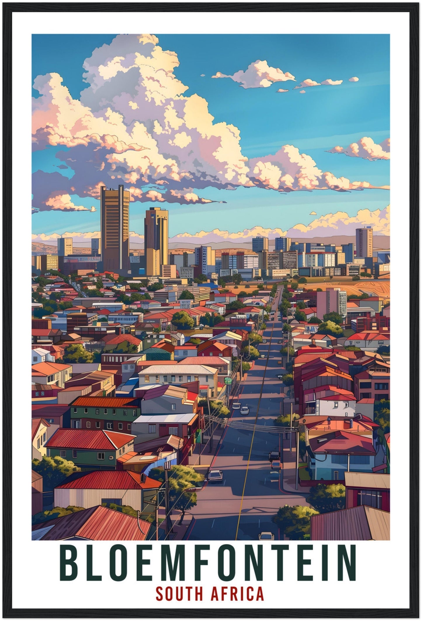 Bloemfontein South Africa Travel Print Wall Art Wall Hanging Home Décor Bloemfontein Gift Art Lovers Artwork Gift Print South African Poster