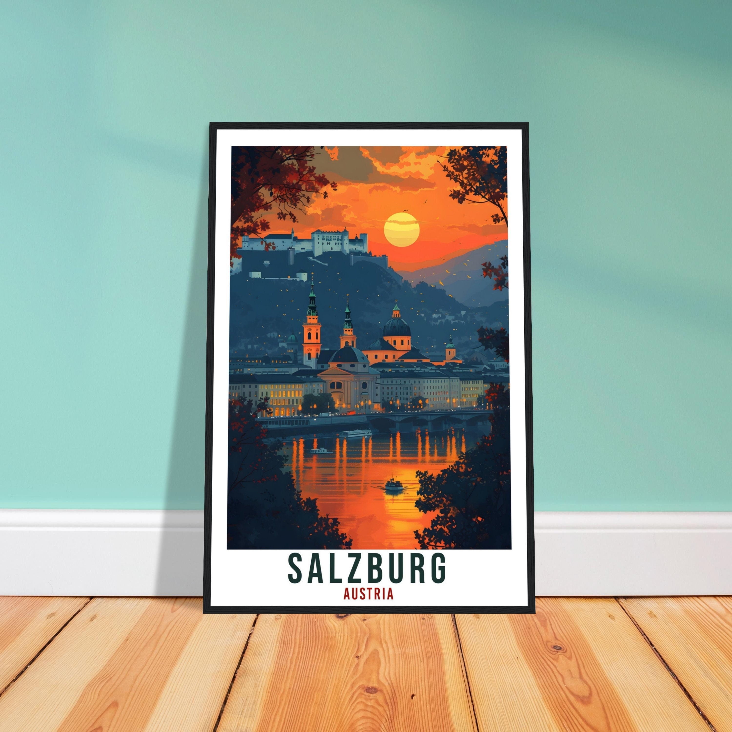 Salzburg Gift Travel Print Austria Decor Salzburg Austrian City Wall Art Gift Wall Hanging Art Lover Austria Artwork Salzburg Travel Poster