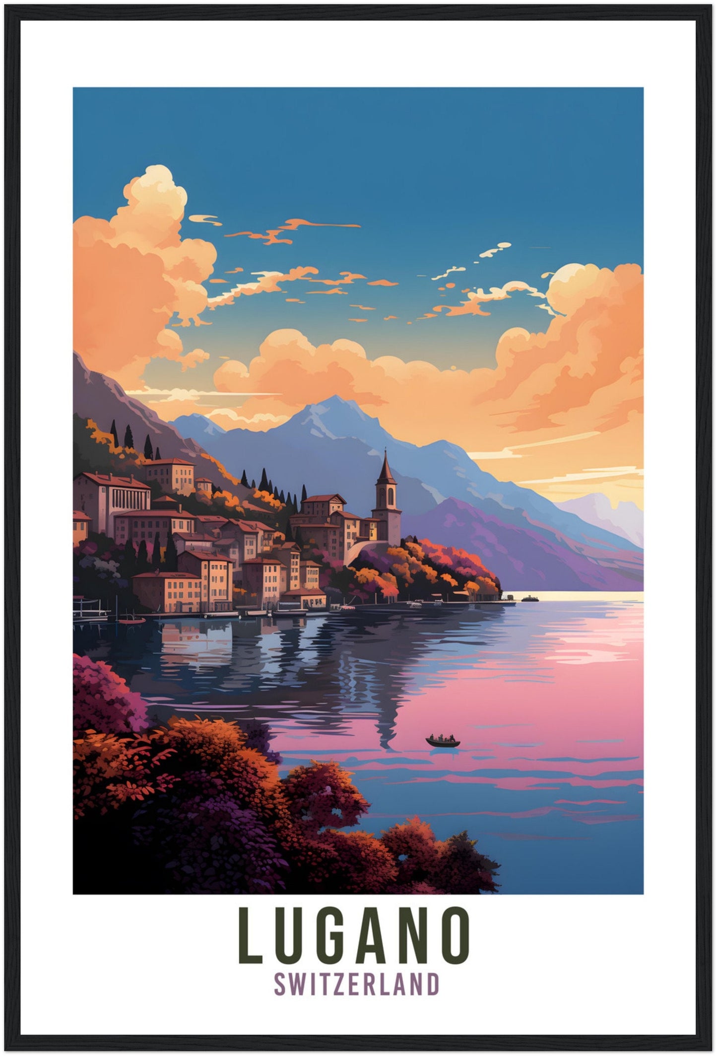 Lugano Lake Travel Print Wall Art Lugano Home Decor Switzerland Gift Holiday Lugano Art Print Lugano Travel Poster Swiss Landscape Artwork