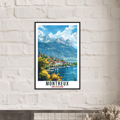 Montreux Travel Print Swiss Wall Art Wall Hanging Home Living Décor Montreux Gift Art Lovers Switzerland Artwork Gift Swiss Travel Poster