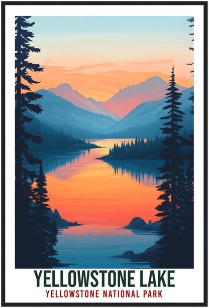 Yellowstone Lake Travel Print Wall Art Wall Hanging Home Décor Yellowstone National Park Gift Travel Art USA Wyoming Artwork Travel Poster