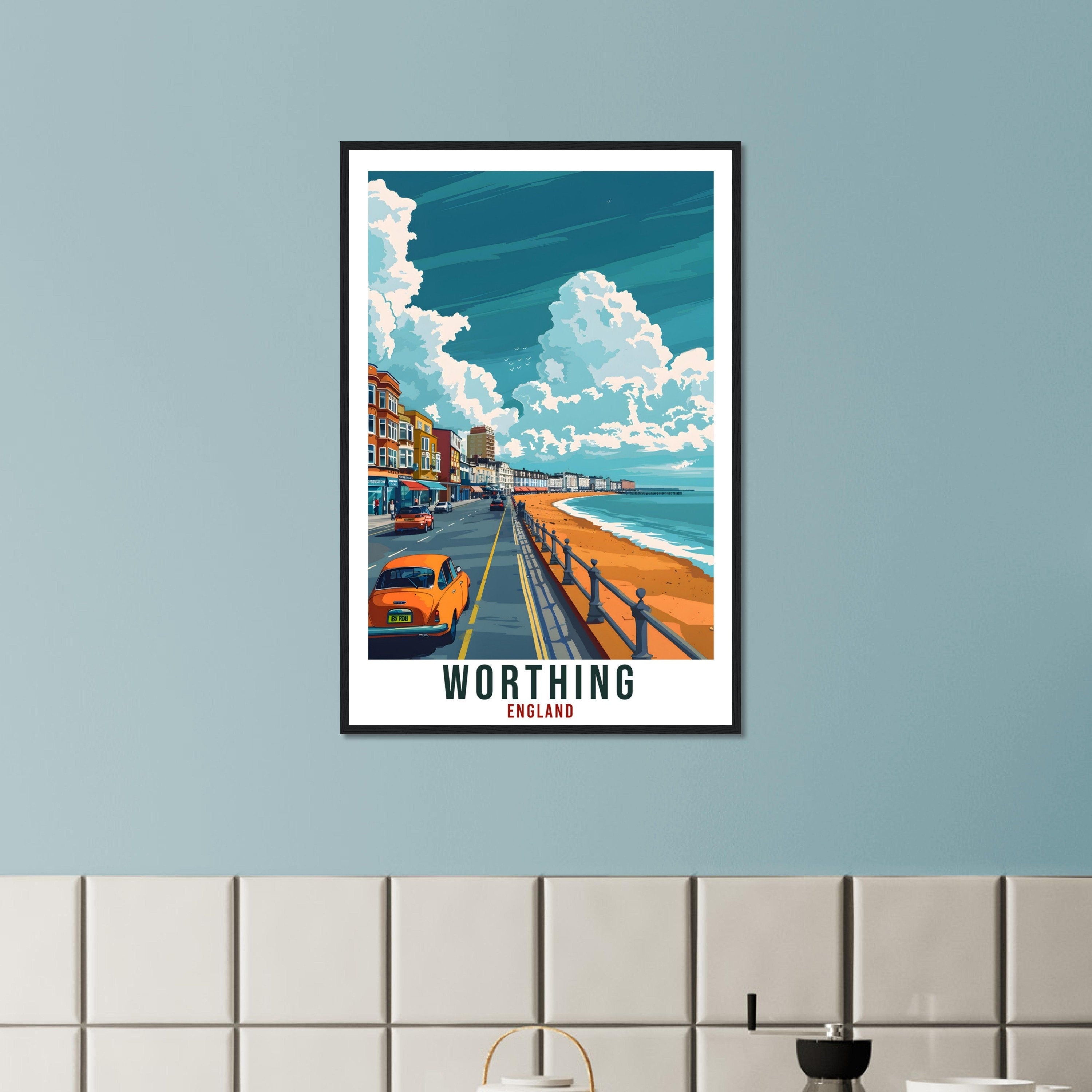 Worthing Travel Print Wall Art Wall Hanging Home Living Décor Worthing Gift Art Lovers Gift UK Artwork Gift Print England Travel Poster