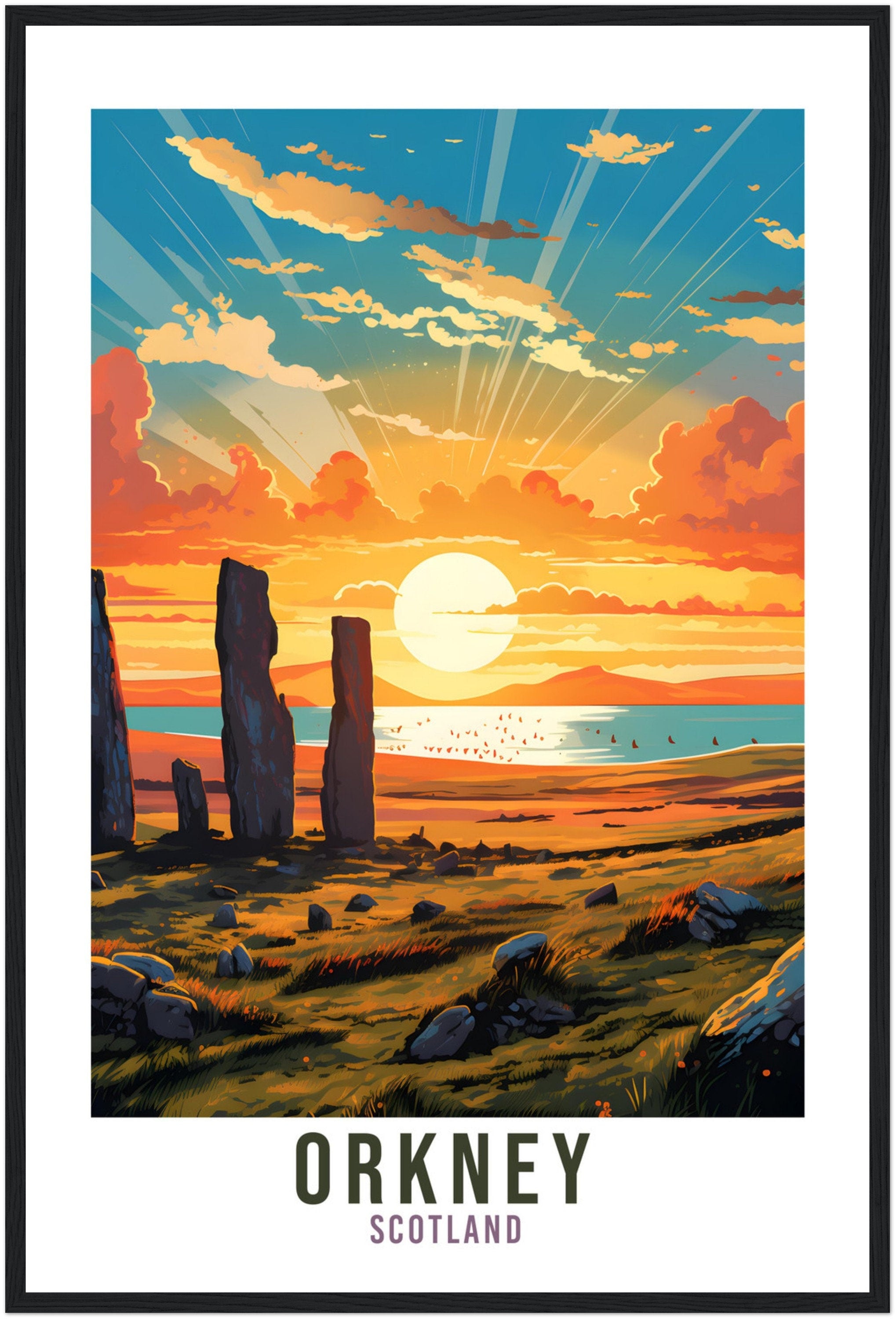 Orkney Print Orkney Home Decor Scotland Island Art Print Orkney Wall Art Scottish Isles Artwork Gift Wall Hanging Orkney Island Sunset