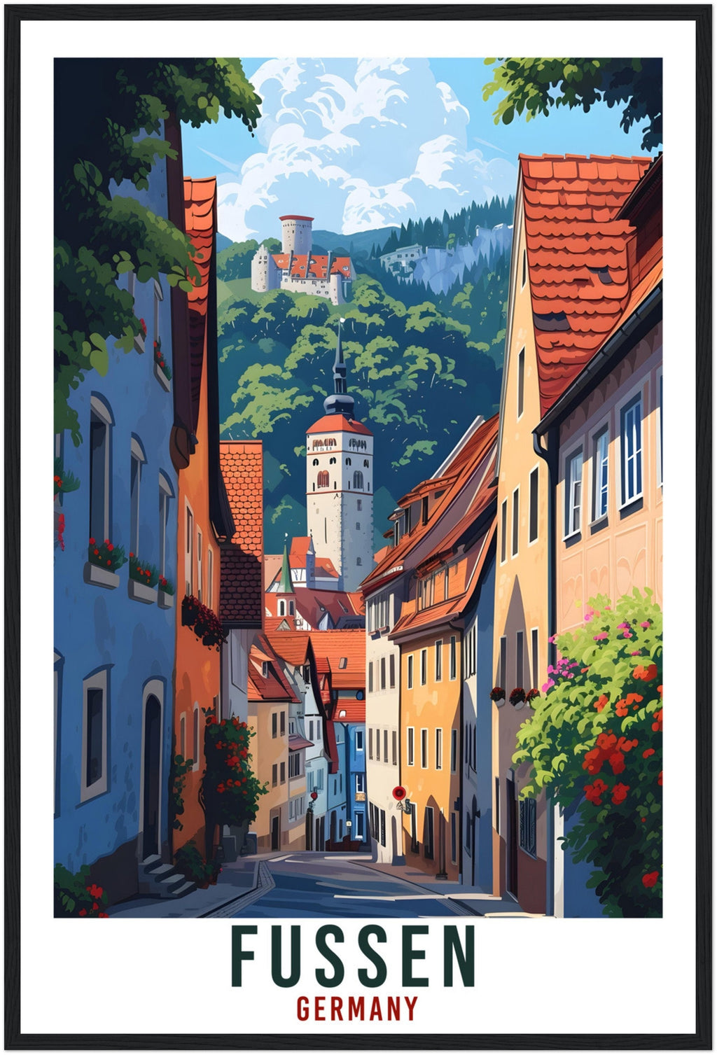 Fussen Print Travel Gift Germany Home Decor Fussen German City Wall Art Gift Wall Hanging Art Lover Germany Artwork Fussen Travel Poster