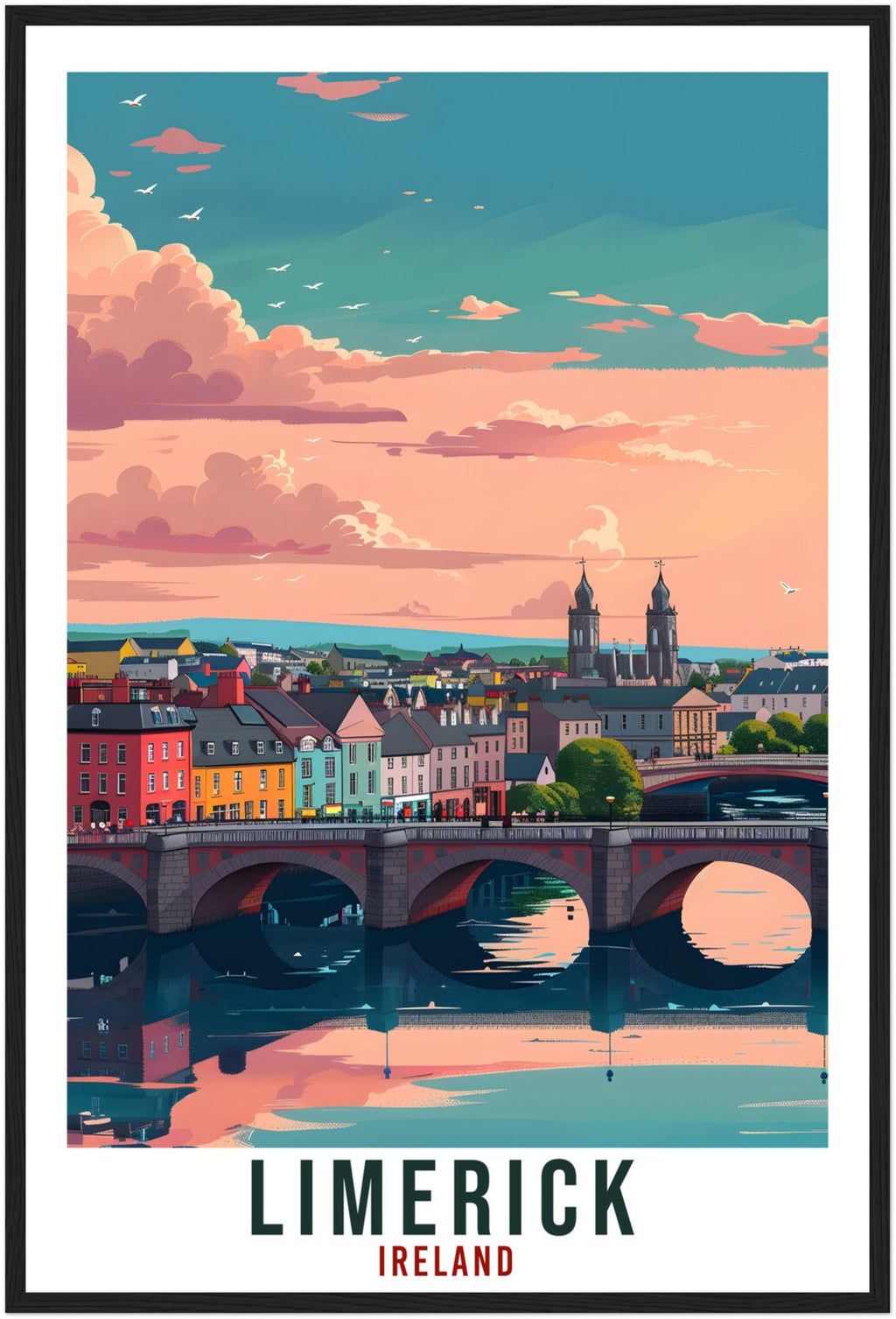 Limerick Travel Print Ireland Wall Art Wall Hanging Home Living Décor Limerick Gift Art Lovers Gift Irish Artwork Gift Ireland Travel Poster