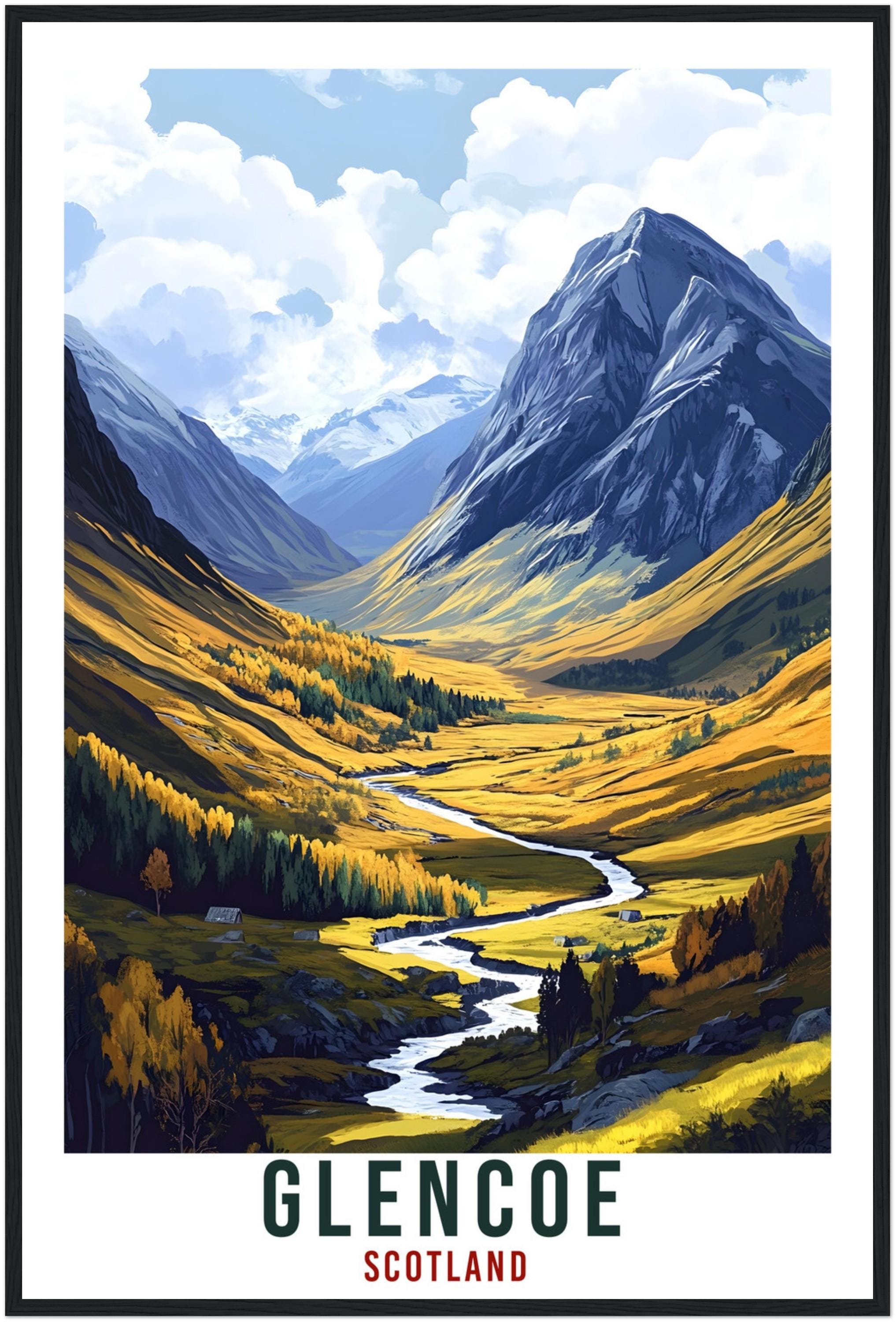 Glencoe Travel Print Scotland Home Decor Glencoe Wall Art Wall Hanging Art Lover Scotland Artwork Travel Poster Glencoe Travel Art Gift