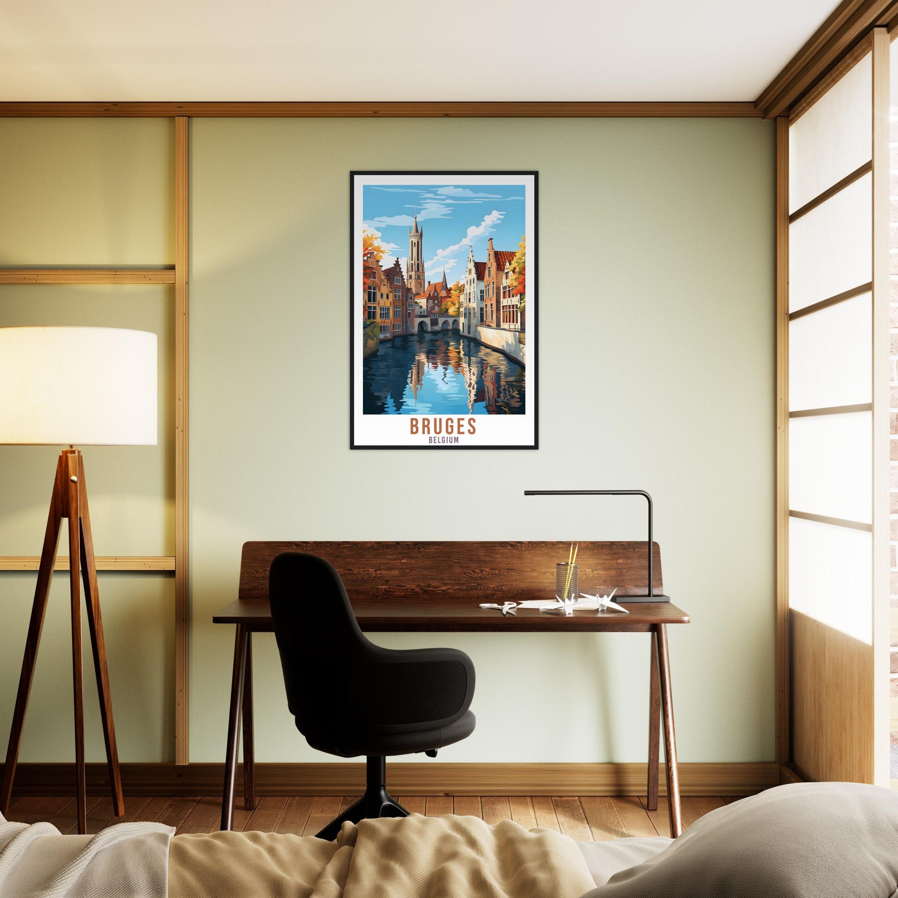 Bruges Travel Print Wall Art Bruges Belgium Home Décor Artwork Wall Hanging Bruges Art Gifts Bruges Travel Poster Belgian Art Lovers Gift