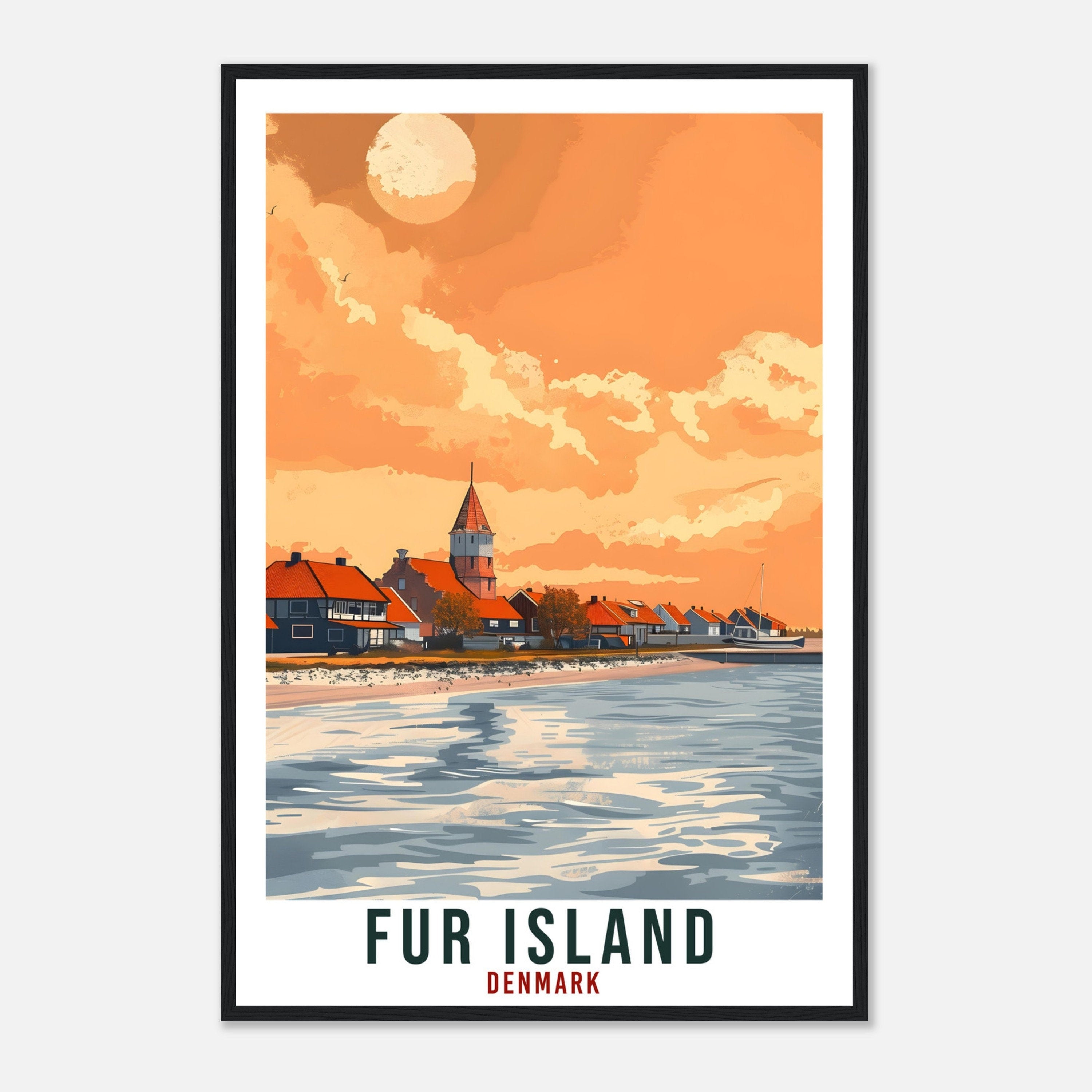 Fur Island Travel Print Denmark Wall Art Wall Hanging Home Living Décor Fur Island Gift Art Lovers Denmark Artwork Gift Danish Travel Poster