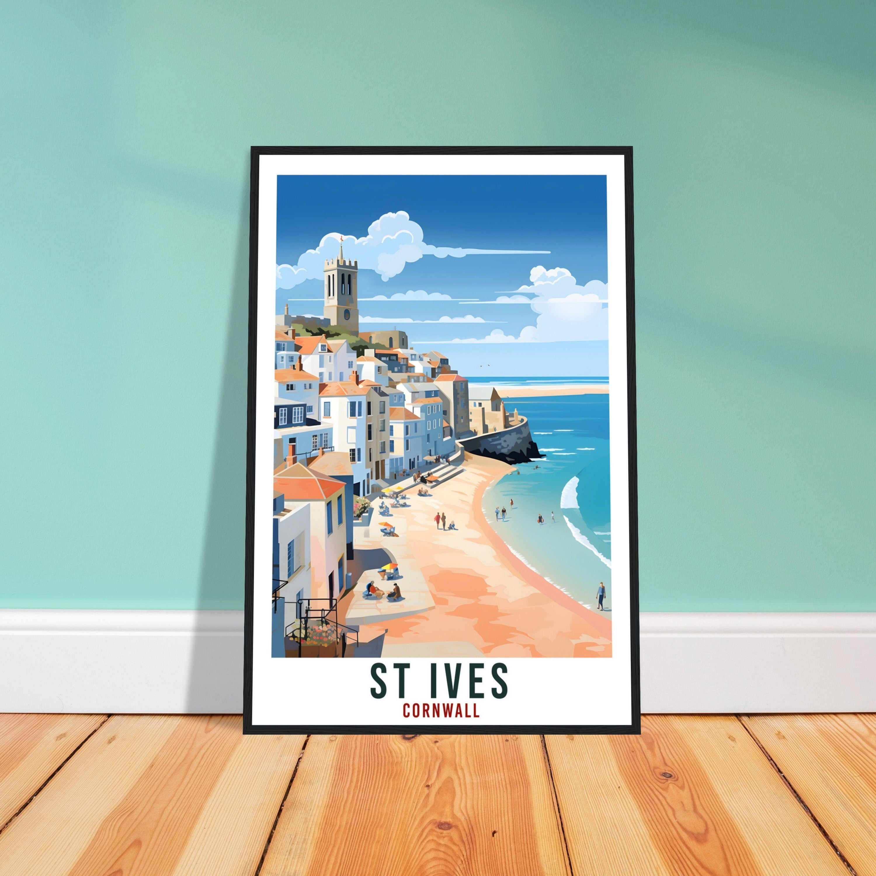 St Ives Travel Print Cornwall Wall Art Home Decor Wall Hanging Travel Art Gift St Ives Travel Poster England Coastal Artwork Art Lover Gift