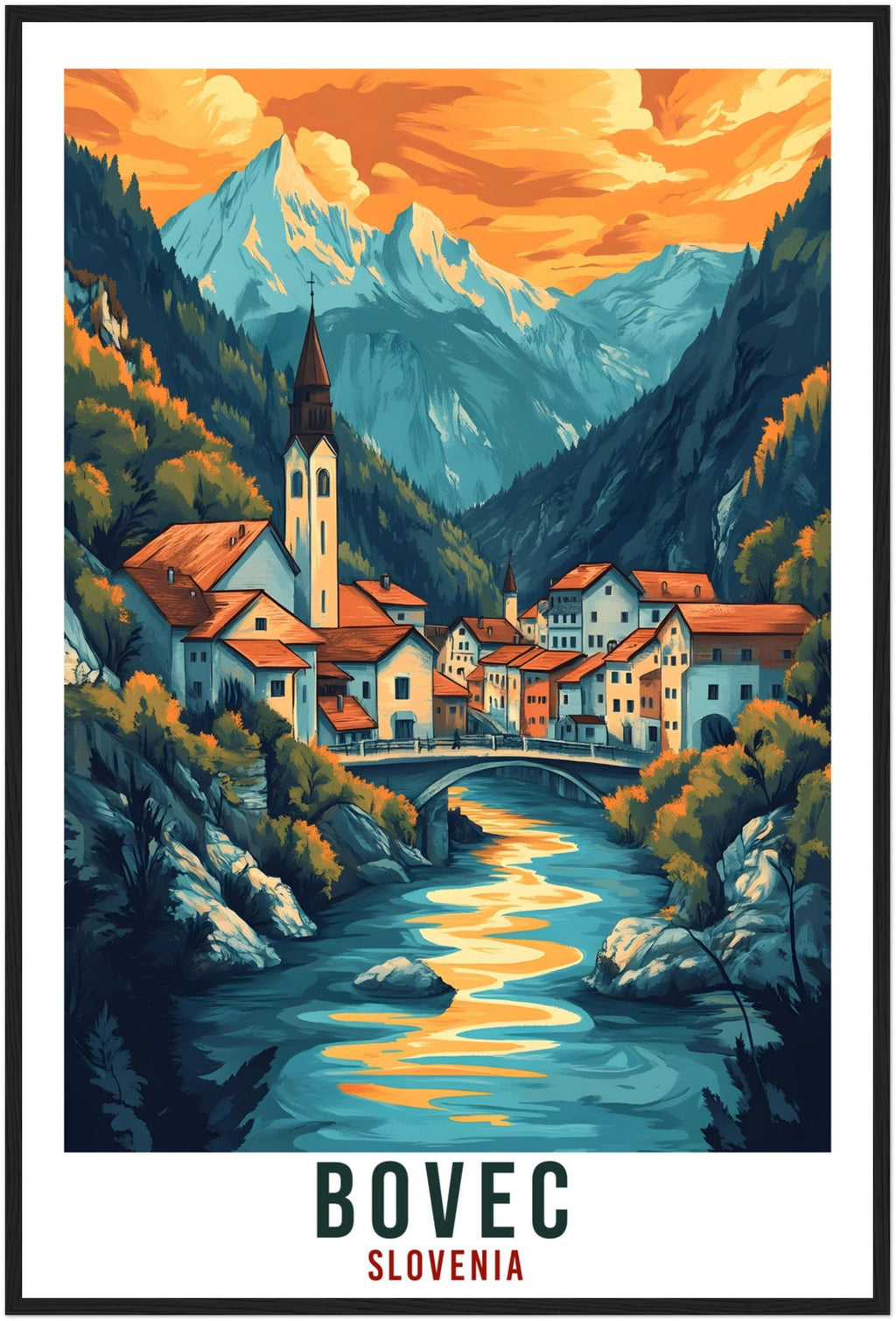 Bovec Travel Print Slovenia Home Decor Bovec Wall Art Gift Wall Hanging Art Lover Bovec Slovenia Artwork Travel Poster Slovenia Travel Art