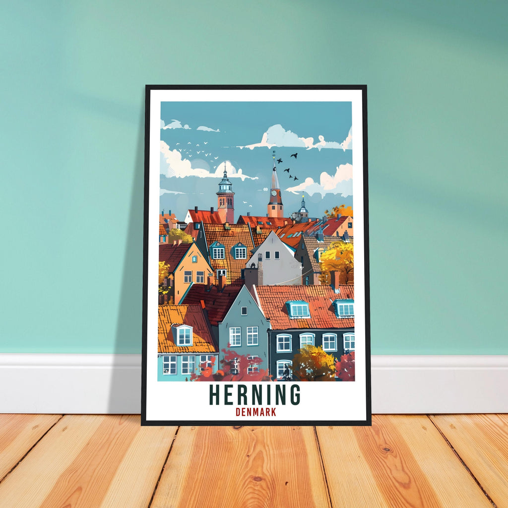 Herning Travel Print Denmark Wall Art Wall Hanging Home Living Décor Herning Gift Art Lovers Gift Denmark Artwork Gift Danish Travel Poster