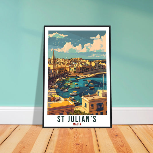 St Julians Travel Print Malta Wall Art Wall Hanging Home Living Décor St Julians Gift Art Lovers Gift Malta Artwork Gift Malta Travel Poster
