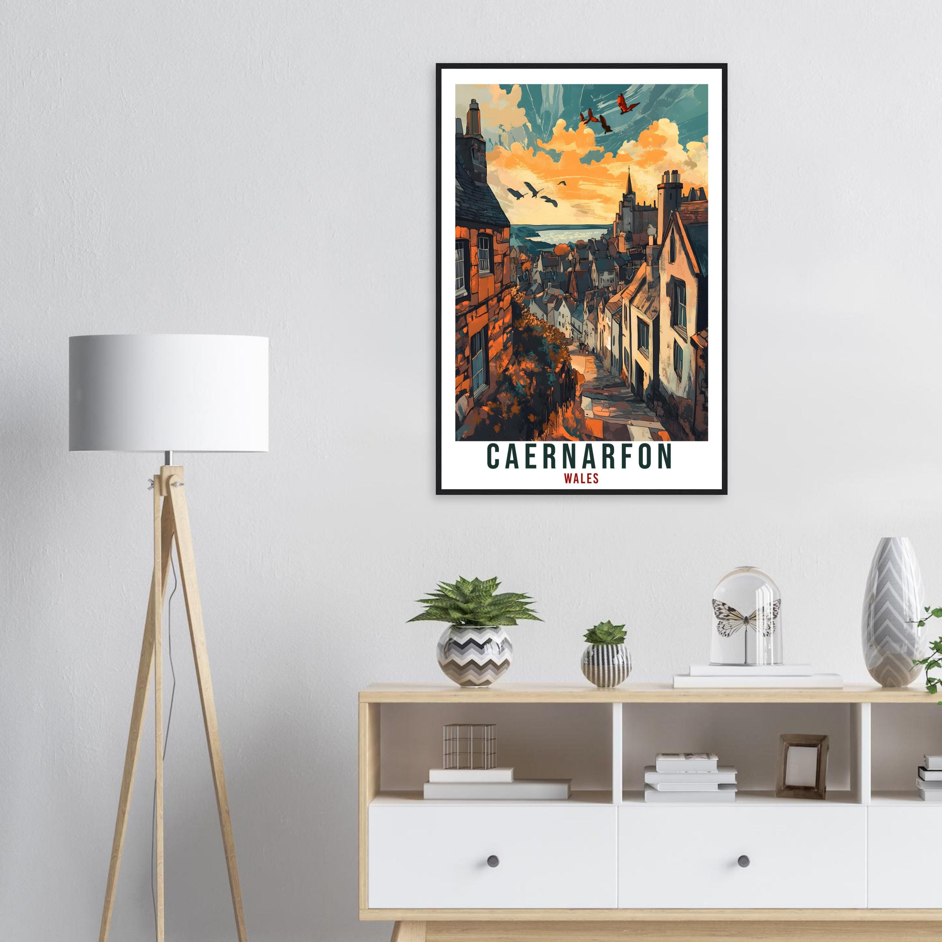 Caernarfon Travel Print Wales Home Decor Caernarfon Wall Art Wall Hanging Art Lover Wales Artwork Travel Poster Caernarfon Travel Art Gift