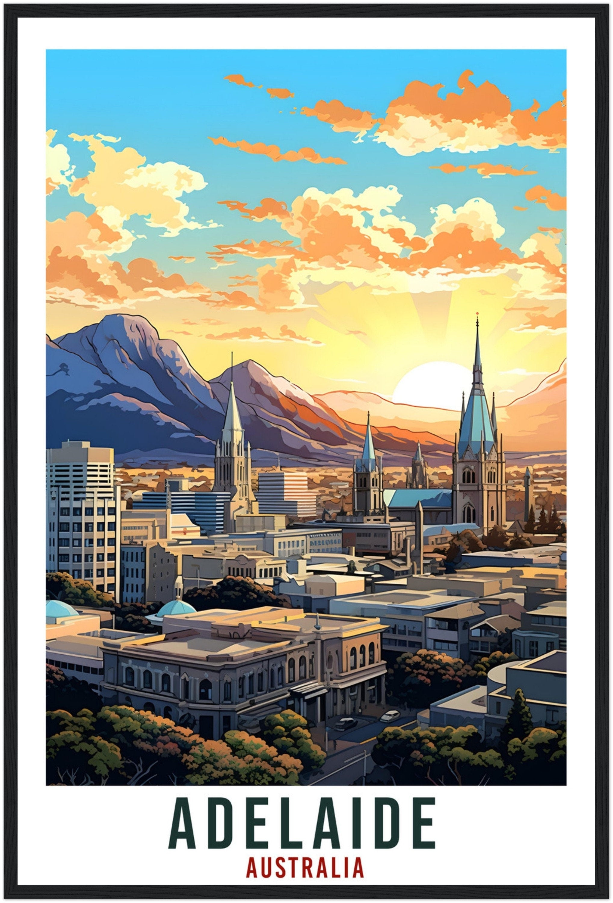 Adelaide Travel Poster Wall Art Adelaide Australia Home Décor Artwork Wall Hanging Art Gift Adelaide Travel Print Australian Art Lovers Gift