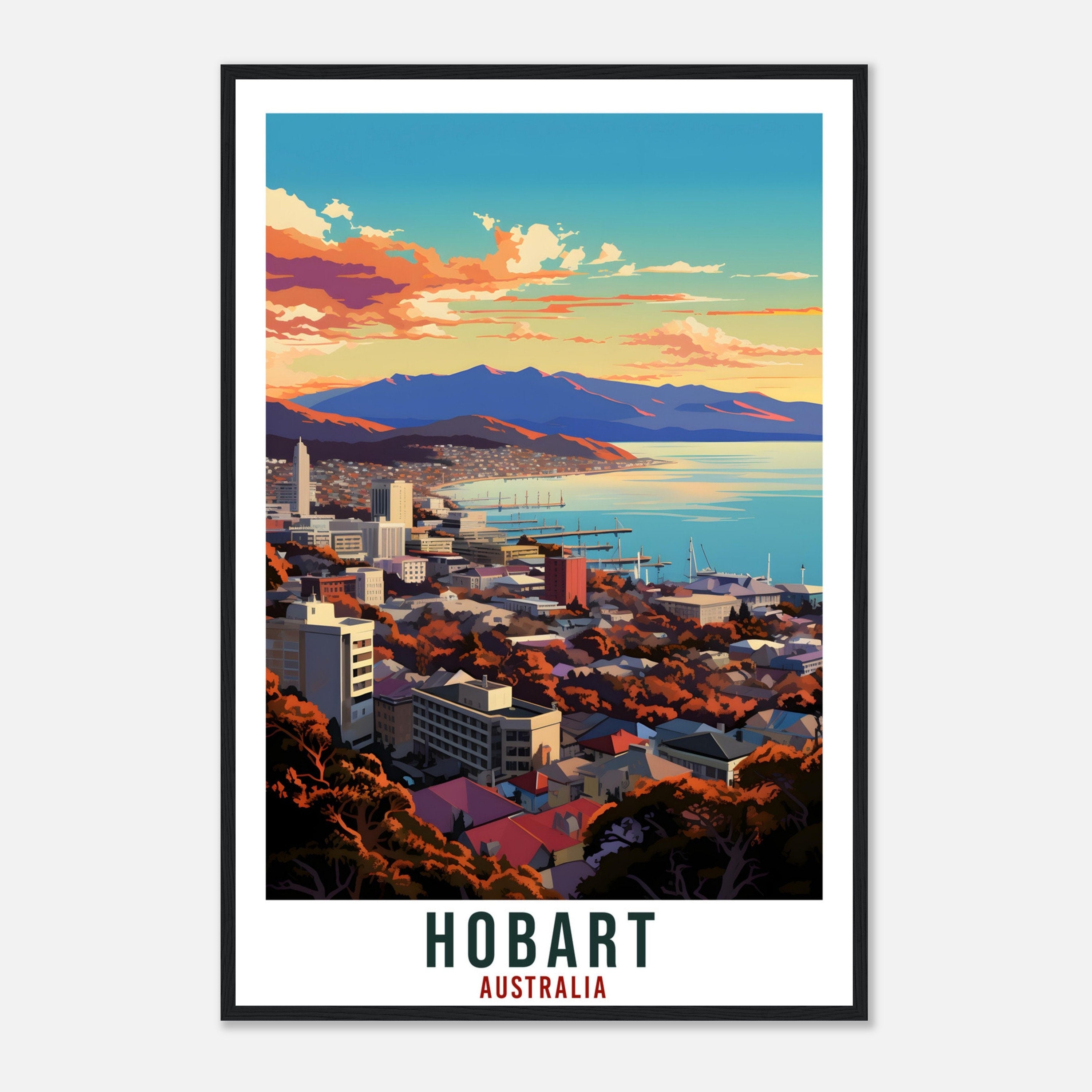Hobart Travel Poster Wall Art Hobart Australia Home Décor Artwork Wall Hanging Hobart Art Gift Hobart Travel Print Australian Art Lover Gift