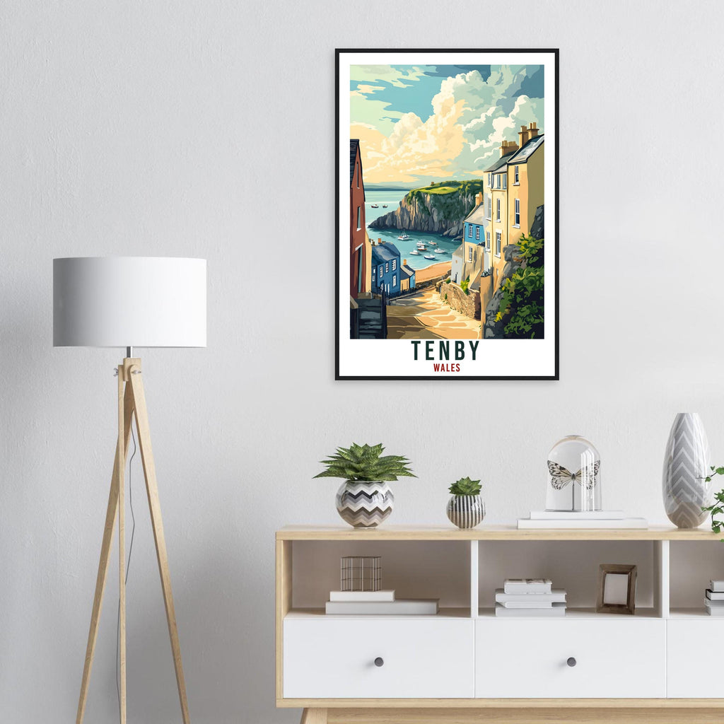 Tenby Travel Poster Wales Home Decor Tenby Wall Art Wall Hanging Art Lover Wales Artwork Travel Print Tenby Travel Art Gift Wales Artwork
