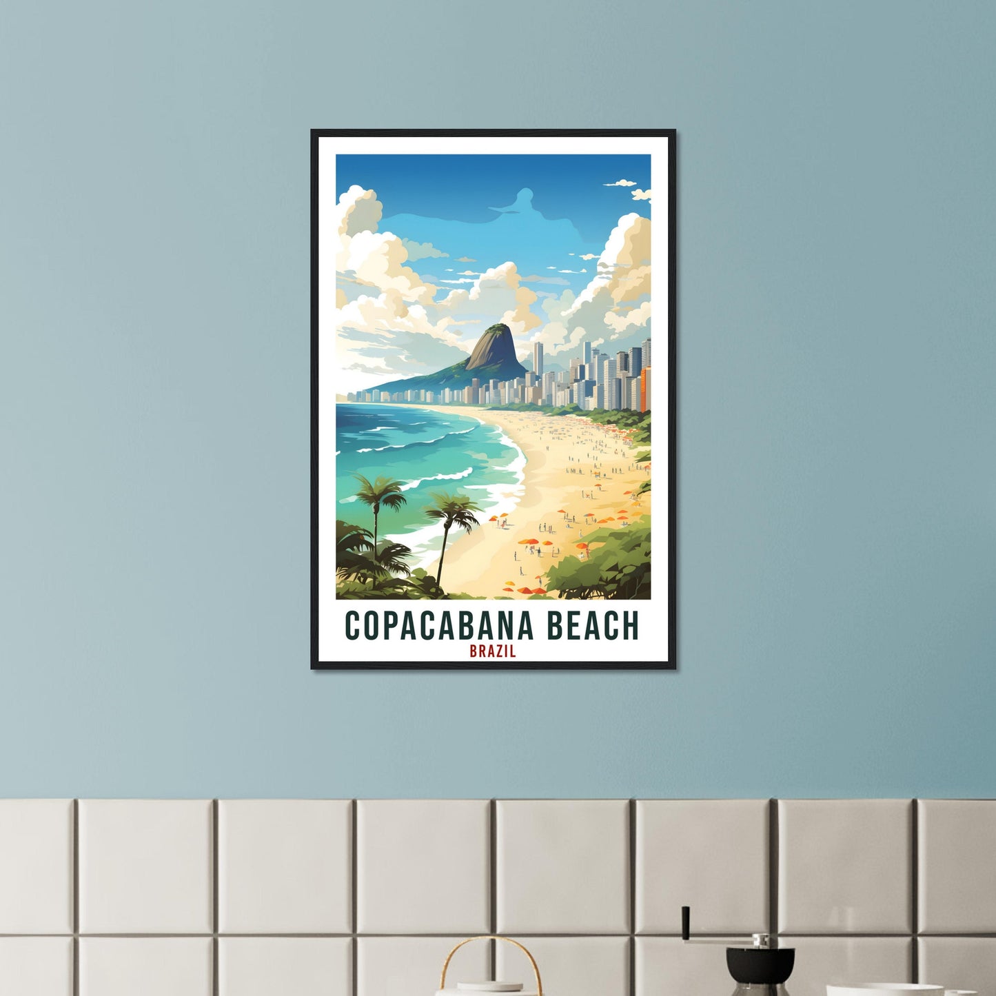 Copacabana Beach Travel Print Wall Art Copacabana Brazil Wall Hanging Artwork Art Gifts Copacabana Travel Poster Brazil Art Lovers Gift
