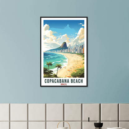Copacabana Beach Travel Print Wall Art Copacabana Brazil Wall Hanging Artwork Art Gifts Copacabana Travel Poster Brazil Art Lovers Gift