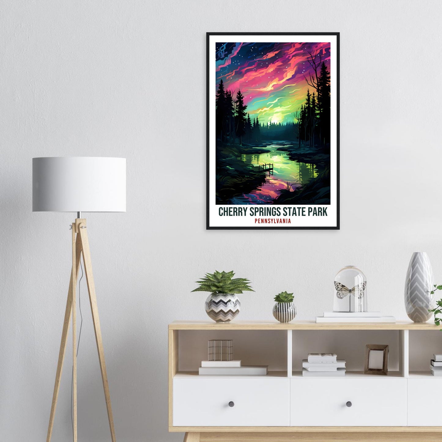 Cherry Springs State Park Travel Print Pennsylvania Northern Lights Wall Art Hanging Travel Art Gift Cherry Springs Travel Poster Artwork