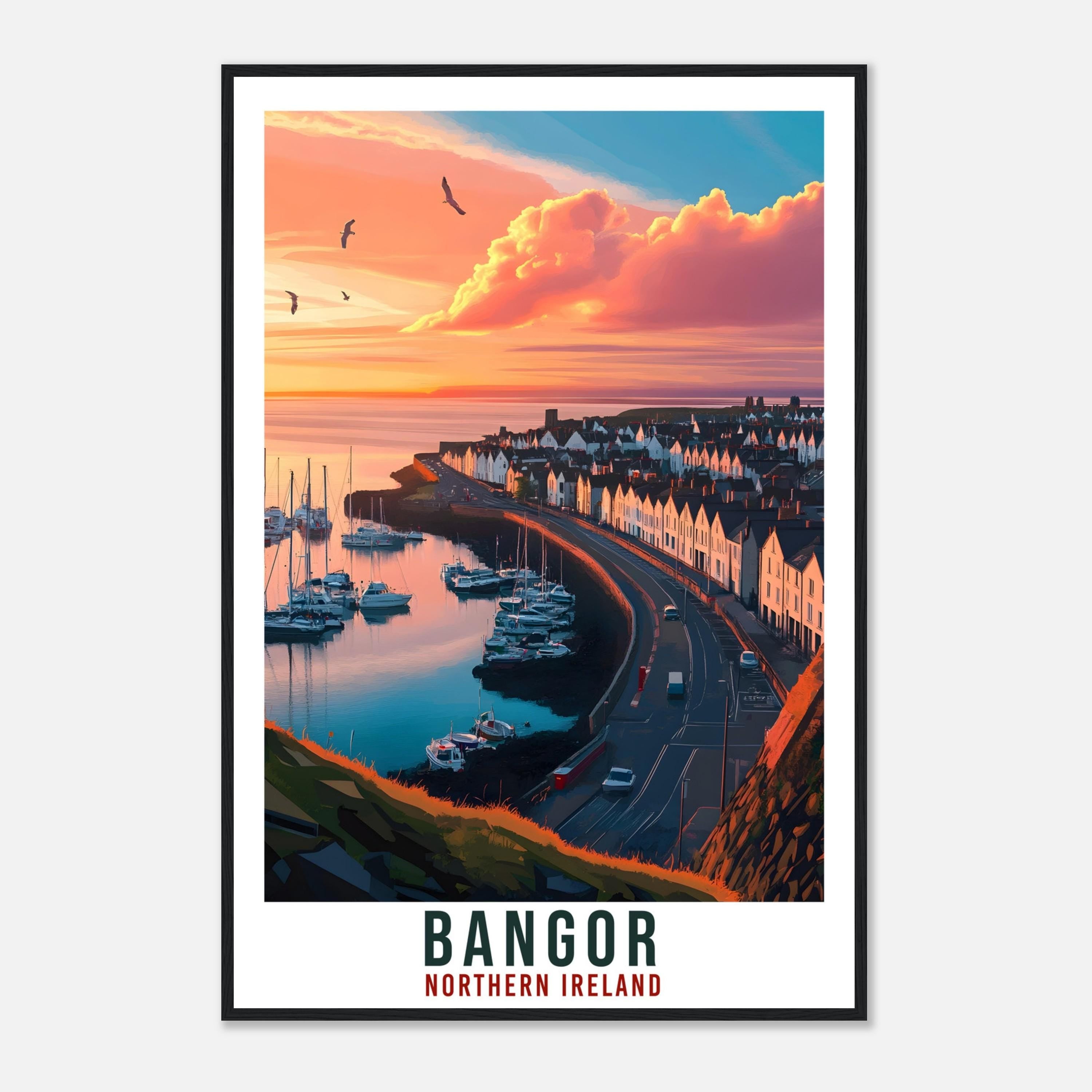 Bangor Travel Print Northern Ireland Home Decor Co Down Wall Art Wall Hanging Art Lover Irish Artwork Travel Poster Bangor Ireland Travel