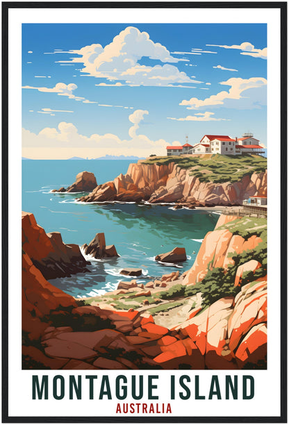 Montague Island Travel Poster Wall Art Montague Island Australia Artwork Wall Hanging Montague Island Travel Print Australian Art Lover Gift