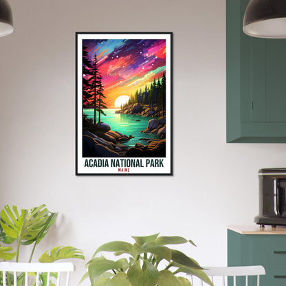 Acadia National Park Travel Print Maine Northern Lights Wall Art Wall Hanging Travel Art Gift Acadia Maine Travel Poster Artwork Art Lover