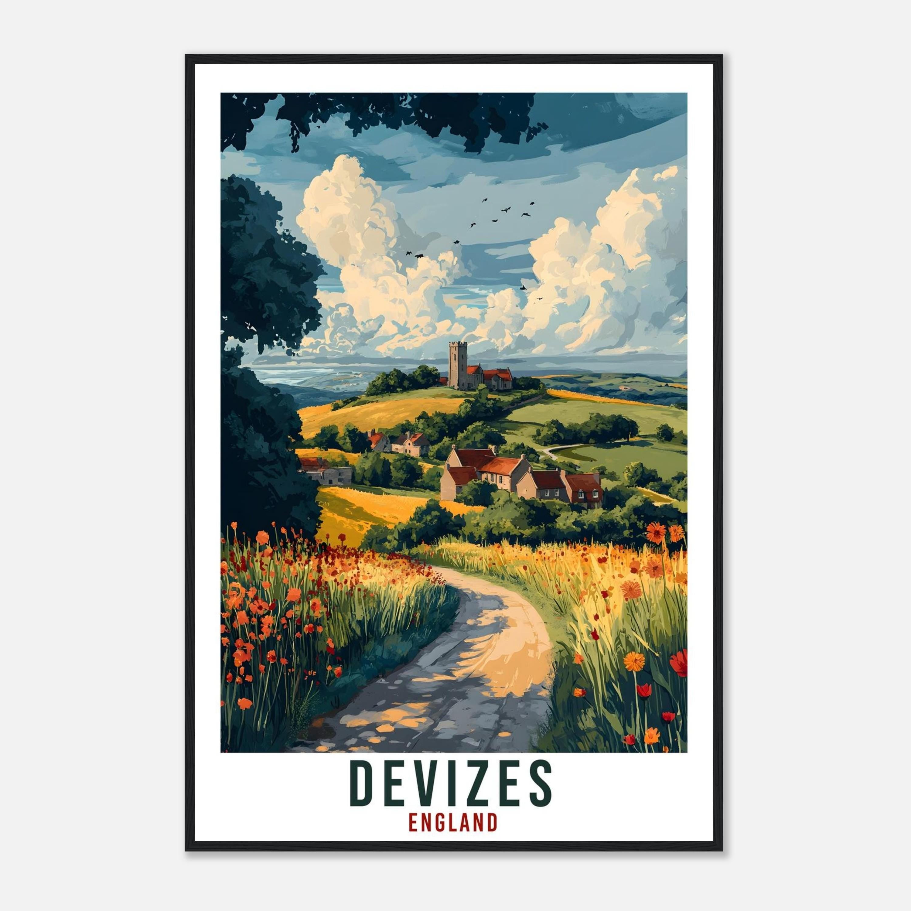 Devizes Travel Print England Home Decor Devizes Wall Art Gift Wall Hanging Art Lover Devizes England Artwork Travel Poster UK Travel Art