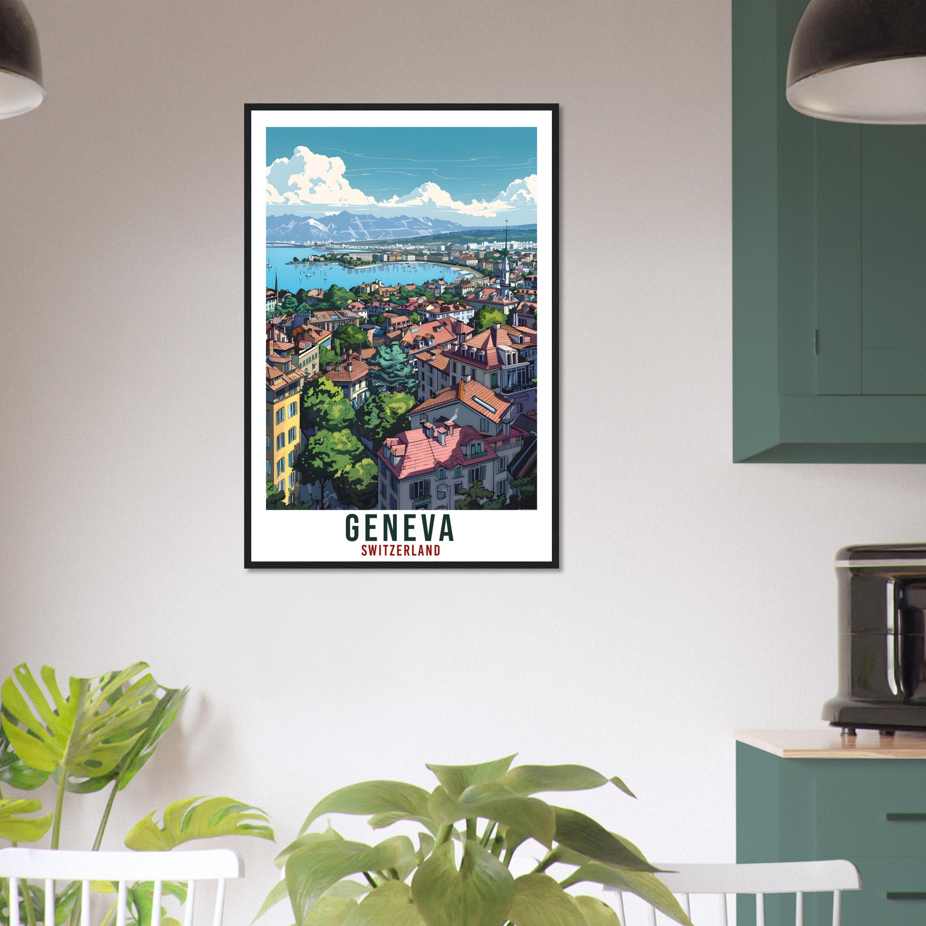 Geneva Travel Print Swiss Wall Art Wall Hanging Home Living Décor Geneva Gift Art Lovers Gift Switzerland Artwork Gift Swiss Travel Poster
