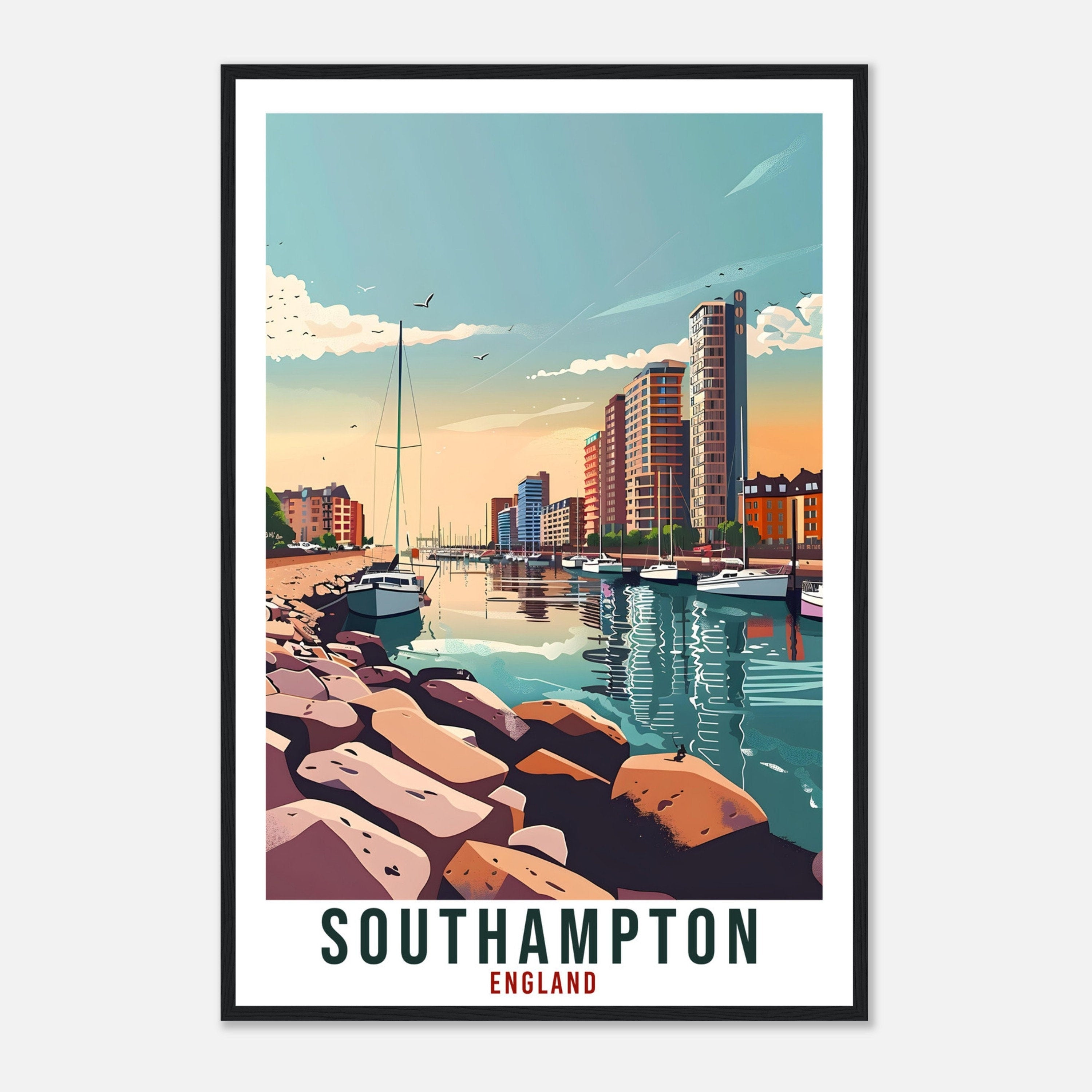 Southampton Travel Print Wall Art Wall Hanging Home Living Décor Southampton Gift Art Lovers UK Artwork Gift Print English Travel Poster