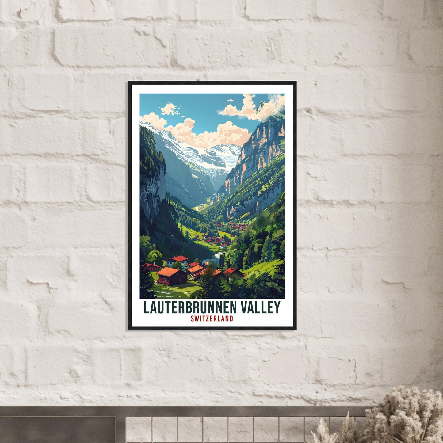 Lauterbrunnen Valley Travel Print Swiss Wall Art Hanging Décor Lauterbrunnen Gift Art Lovers Switzerland Artwork Gift Swiss Travel Poster