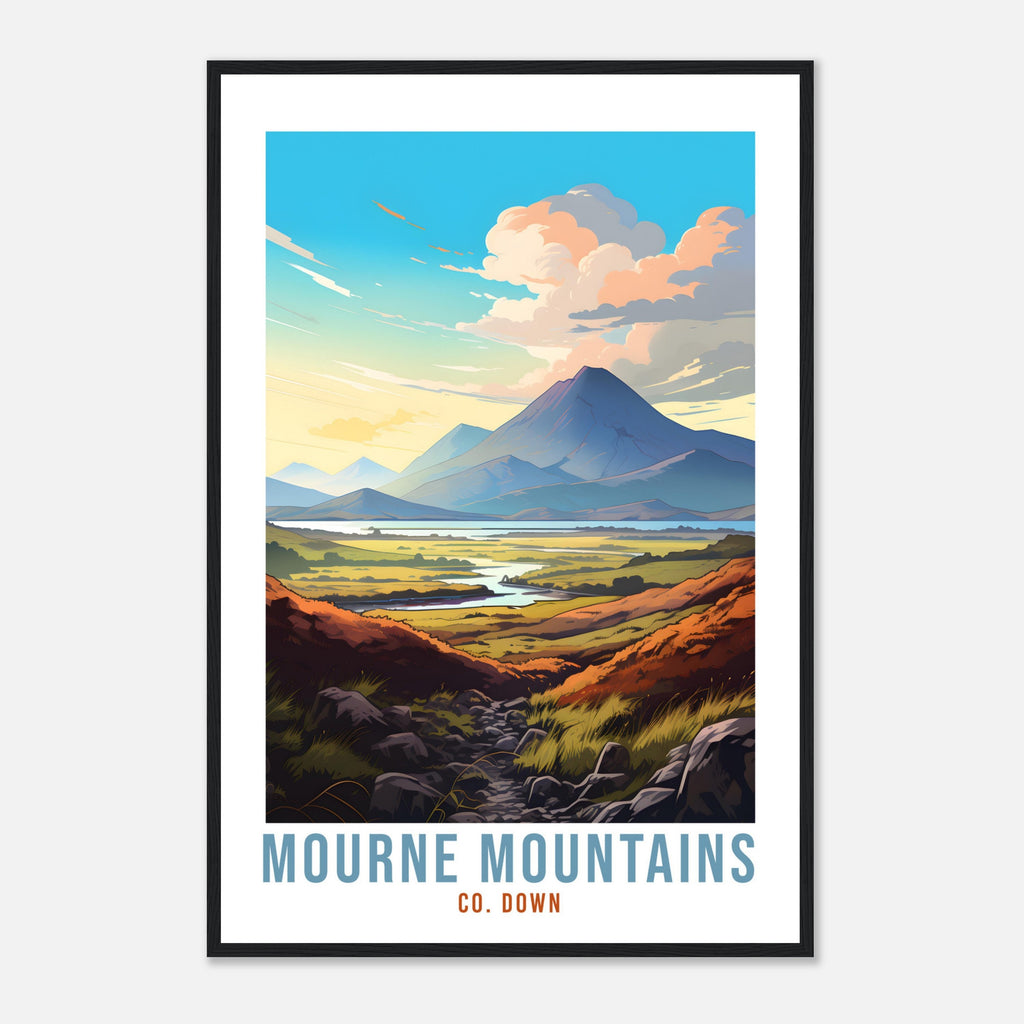 Mourne Mountains Travel Poster Northern Ireland Co. Down Travel Print NI County Down Wall Hanging Home Decor World Travel Art Mournes Gift