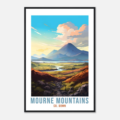 Mourne Mountains Travel Poster Northern Ireland Co. Down Travel Print NI County Down Wall Hanging Home Decor World Travel Art Mournes Gift