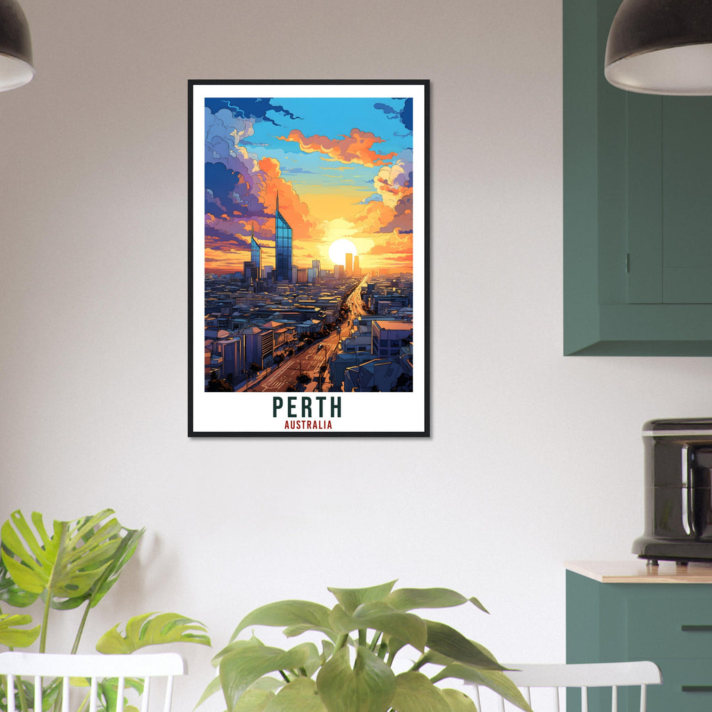 Perth Travel Poster Wall Art Perth Australia Home Décor Artwork Wall Hanging Perth Art Gifts  Perth Travel Print Australian Art Lovers Gift